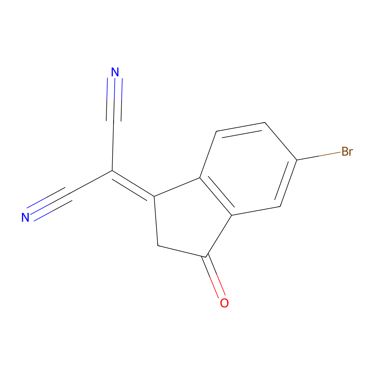 2-(5-Bromo-3-oxo-2,3-dihydro-1H-inden-1-ylidene)malononitrile molecular structure, CAS 2304026-60-4