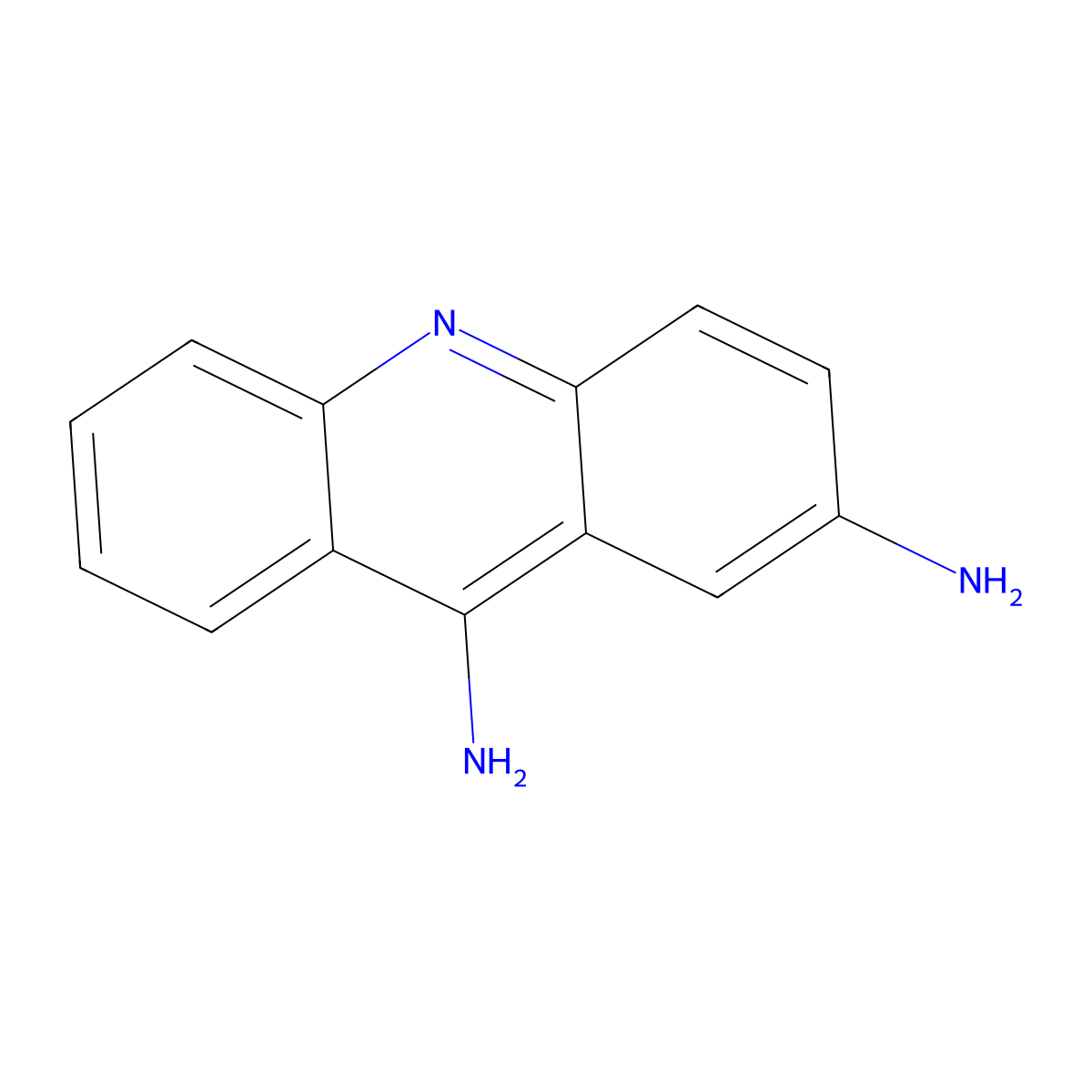 Acridine, 2,9-diamino- molecular structure, CAS 23043-62-1
