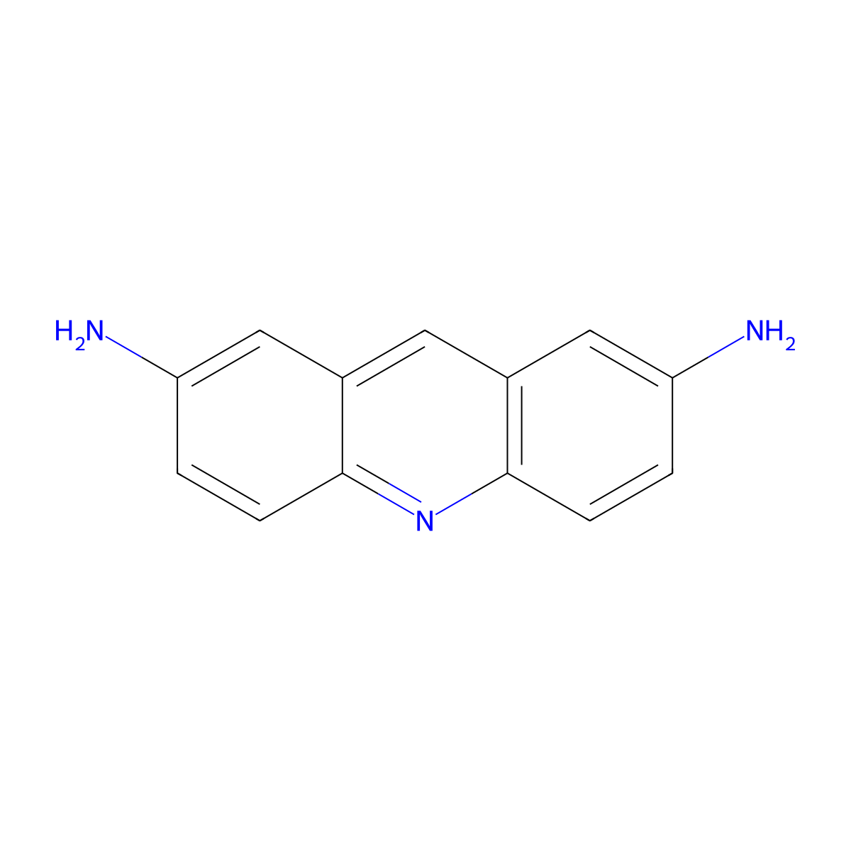 Acridine, 2,7-diamino- molecular structure, CAS 23043-63-2