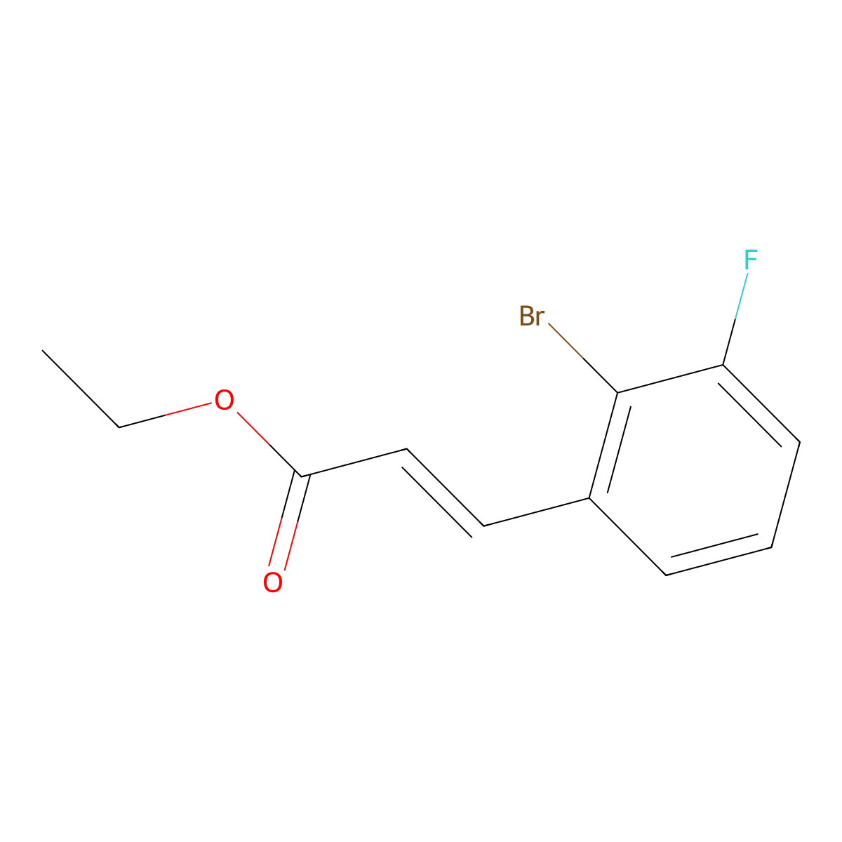 Ethyl 3-(2-bromo-3-fluorophenyl)-2-propenoate molecular structure, CAS 2304315-47-5