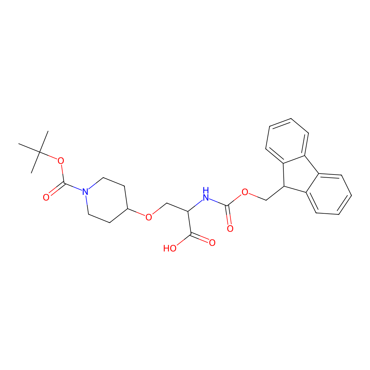 N-Fmoc-O-(1-Boc-4-piperidyl)-L-serine molecular structure, CAS 2304413-20-3