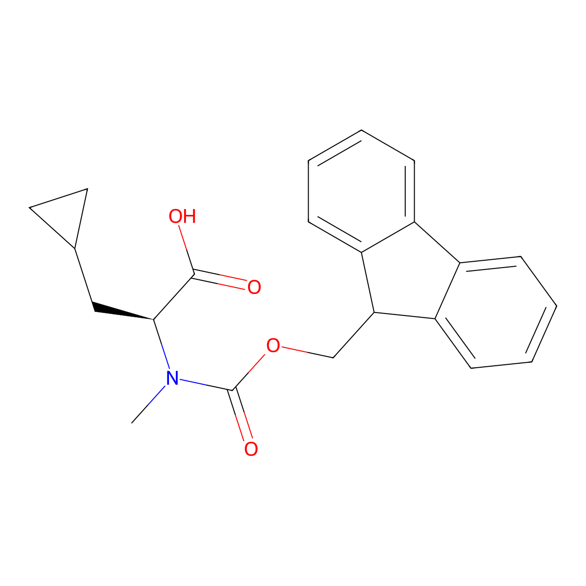(S)-2-(N-Fmoc-N-methyl-amino)-3-cyclopropylpropanoic acid molecular structure, CAS 2304413-31-6