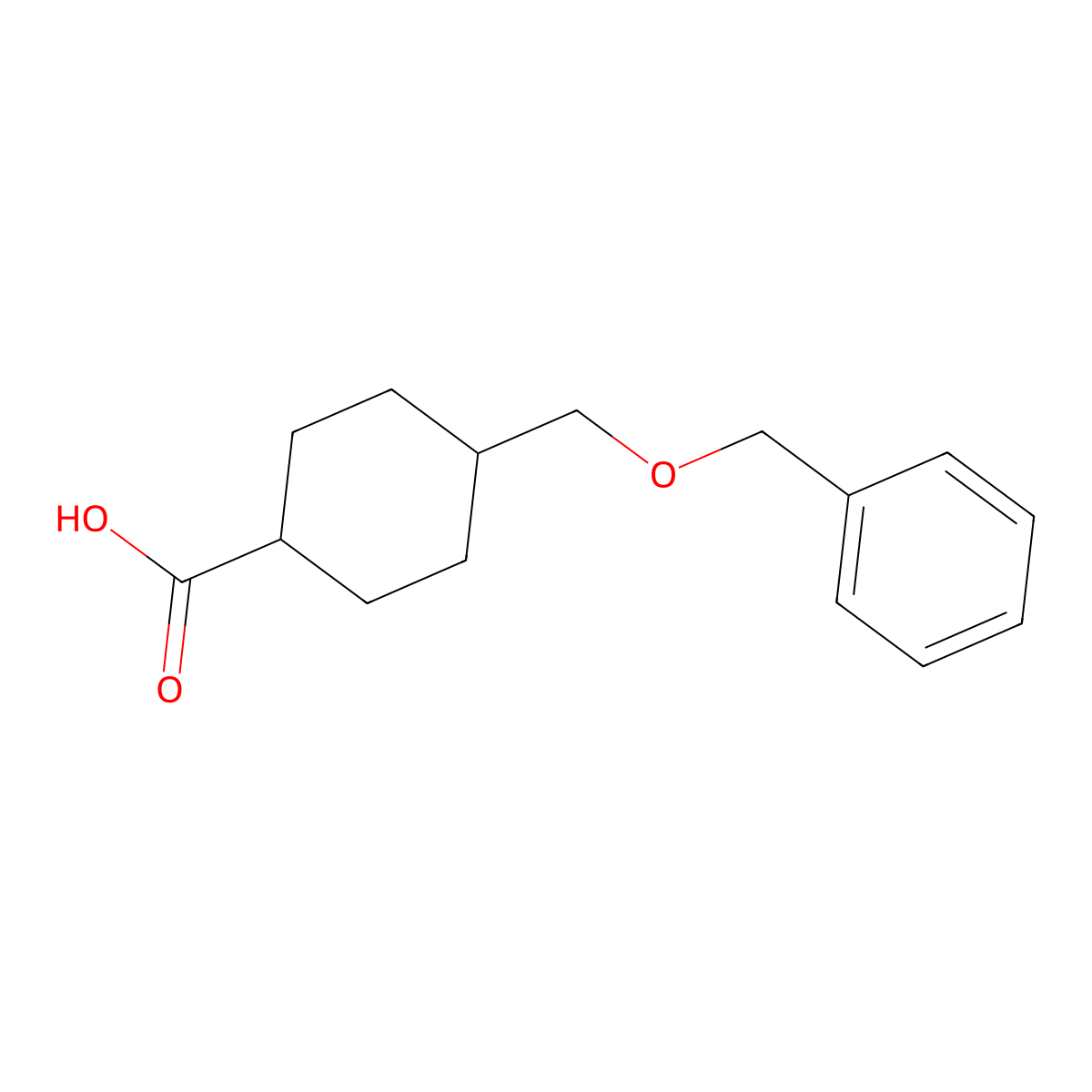 Trans-4-((benzyloxy)methyl)cyclohexanecarboxylic acid molecular structure, CAS 2304449-48-5