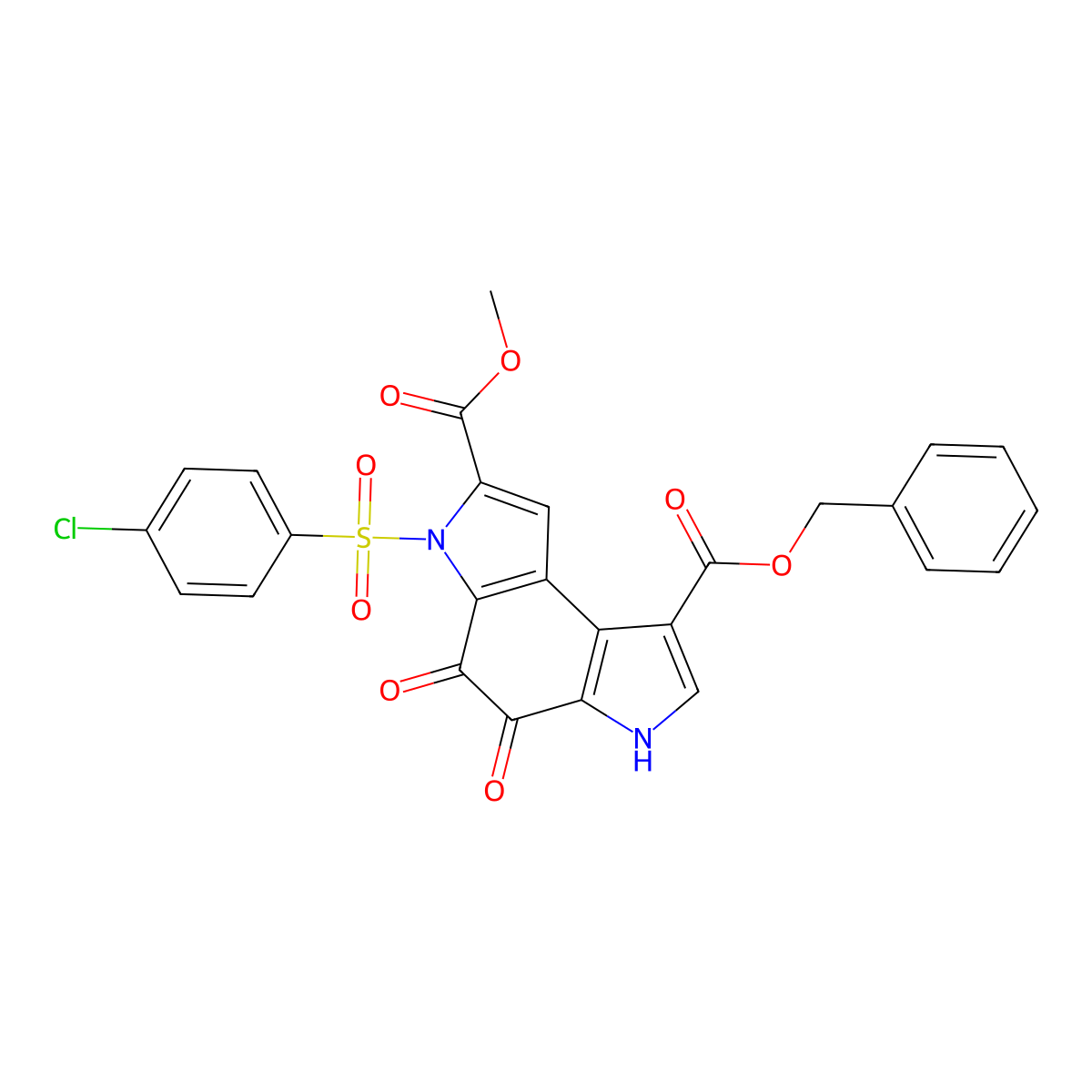 1-benzyl 7-methyl 6-(4-chlorobenzenesulfonyl)-4,5-dioxo-3H,4H,5H,6H-pyrrolo[3,2-e]indole-1,7-dicarboxylate molecular structure, CAS 2304465-89-0