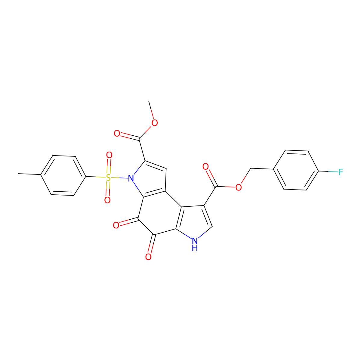 1-(4-fluorophenyl)methyl 7-methyl 6-(4-methylbenzenesulfonyl)-4,5-dioxo-3H,4H,5H,6H-pyrrolo[3,2-e]indole-1,7-dicarboxylate molecular structure, CAS 2304465-90-3