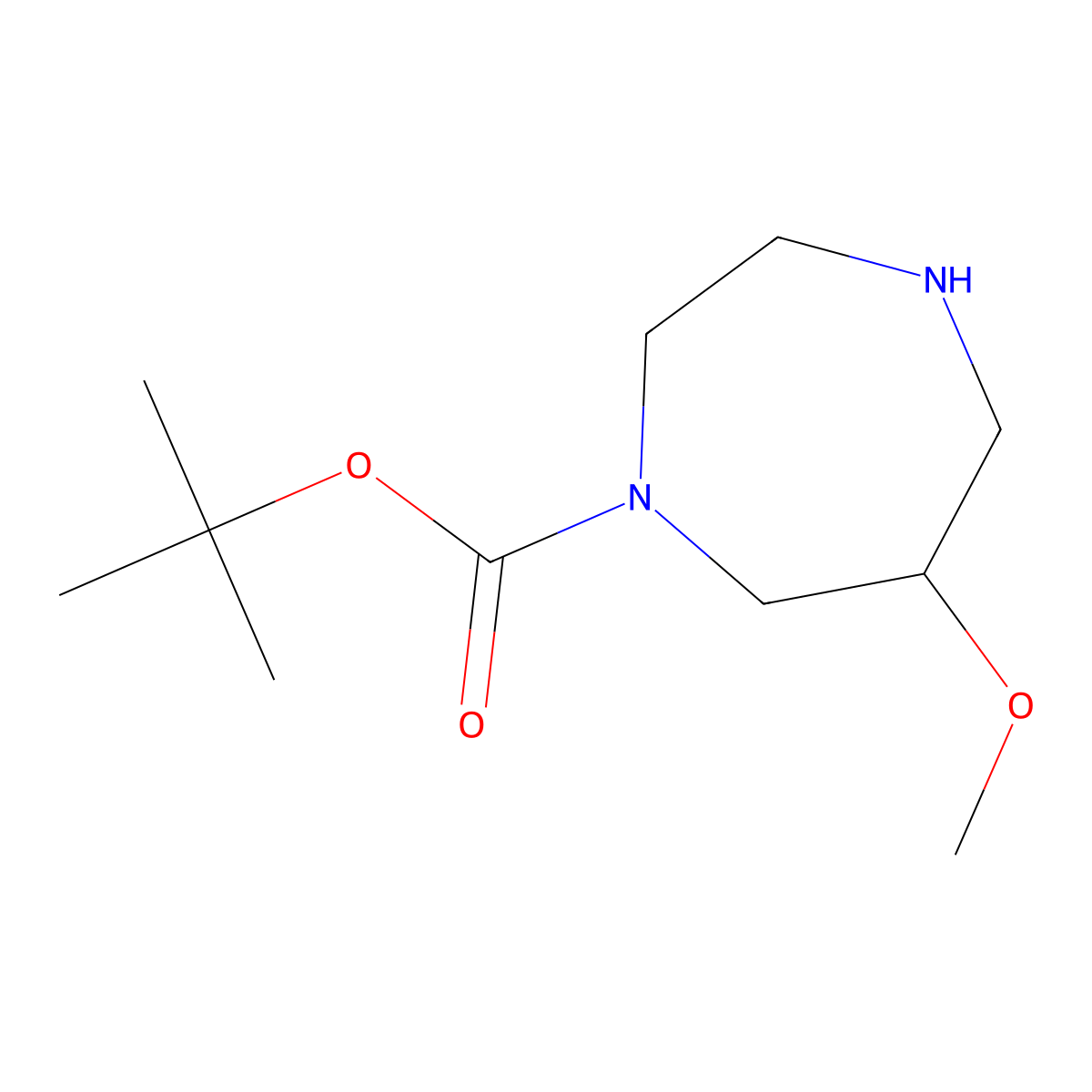 Tert-butyl 6-methoxy-1,4-diazepane-1-carboxylate molecular structure, CAS 2304513-04-8