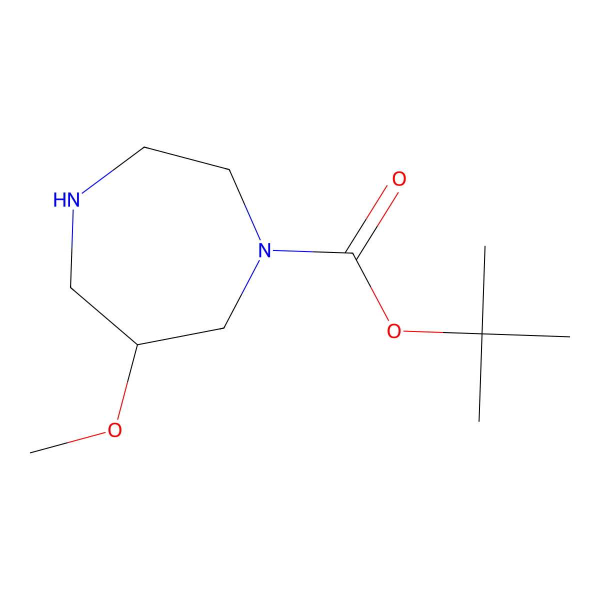 Tert-butyl 6-methoxy-1,4-diazepane-1-carboxylate molecular structure, CAS 2304513-04-8