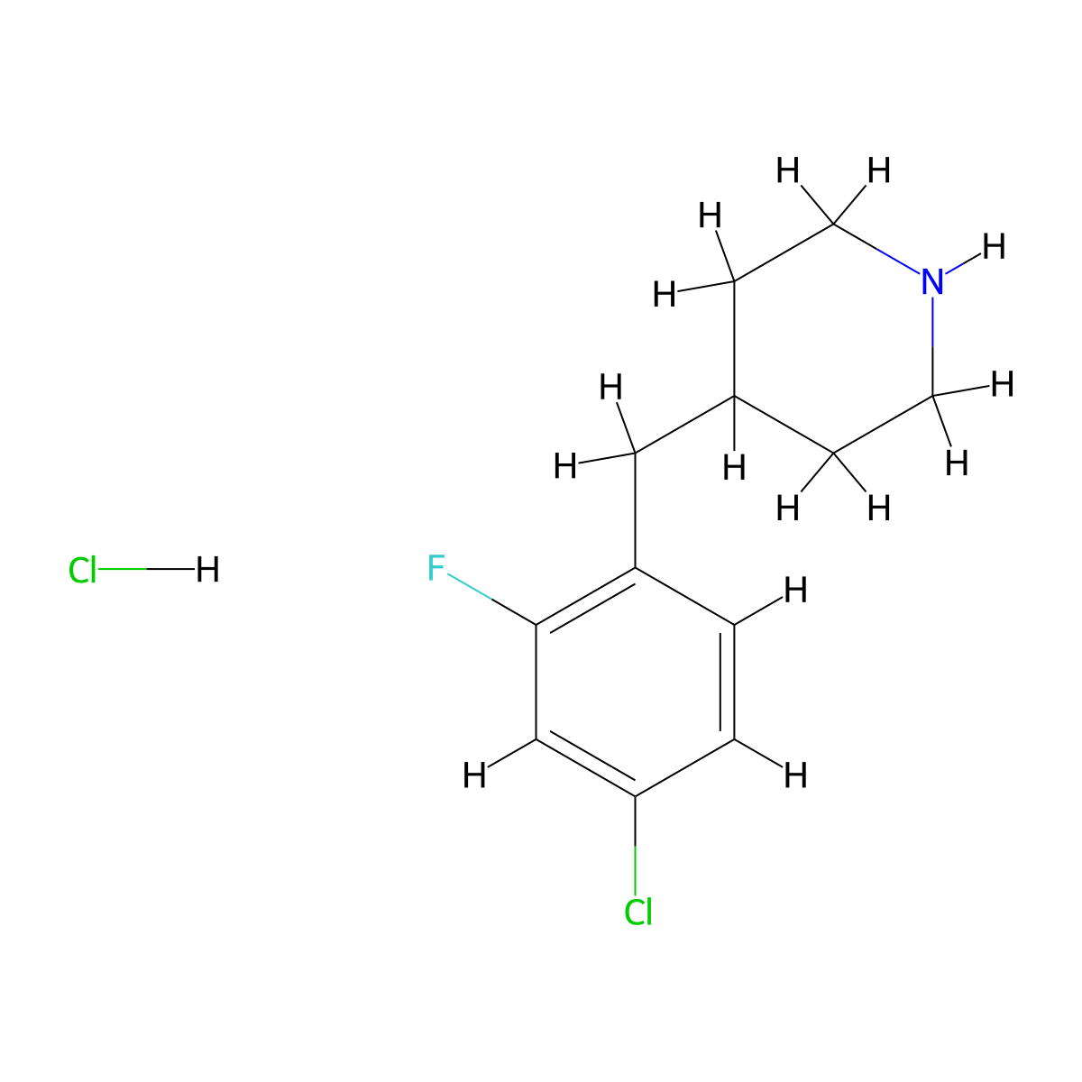 4-(4-Chloro-2-fluorobenzyl)piperidine hydrochloride molecular structure, CAS 2304513-38-8