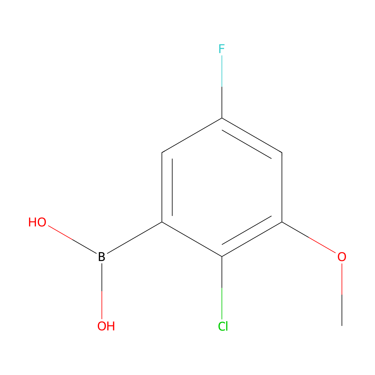 (2-Chloro-5-fluoro-3-methoxyphenyl)boronic acid molecular structure, CAS 2304545-90-0