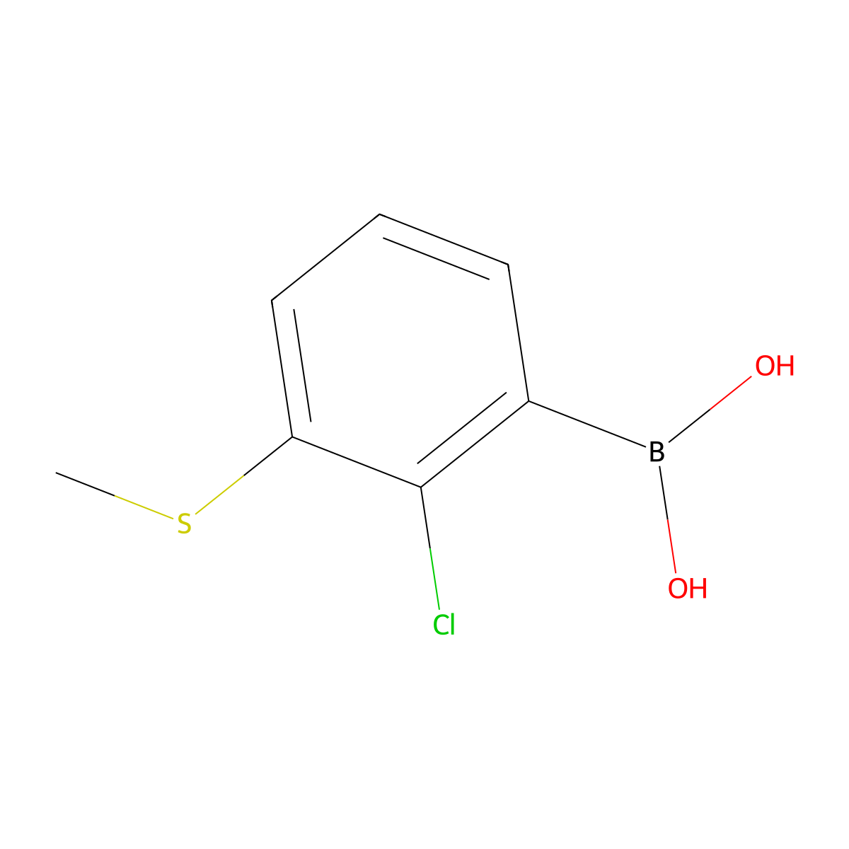 2-Chloro-3-(methylsulfanyl)phenylboronic acid molecular structure, CAS 2304546-40-3