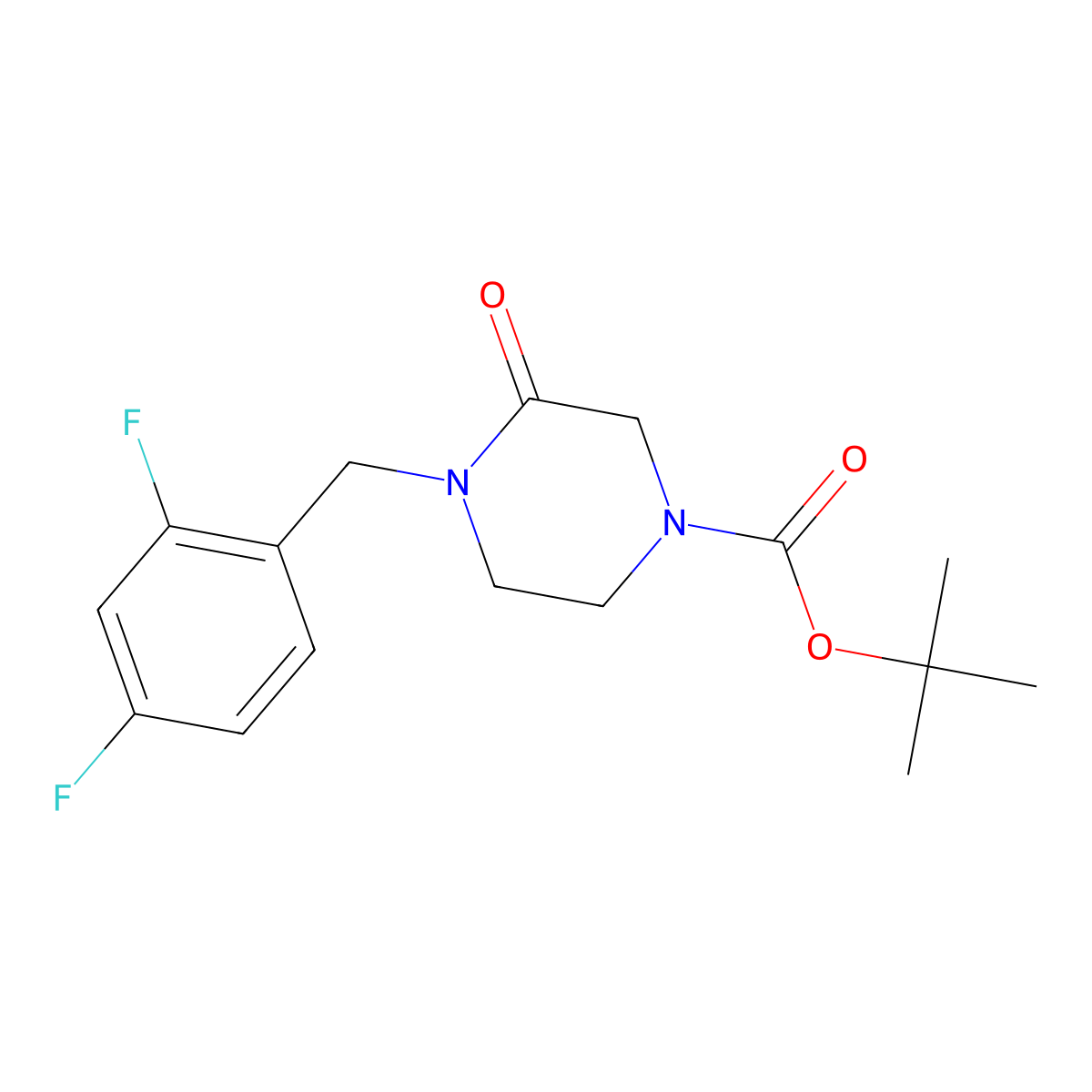 Tert-butyl 4-[(2,4-difluorophenyl)methyl]-3-oxopiperazine-1-carboxylate molecular structure, CAS 2304578-17-2