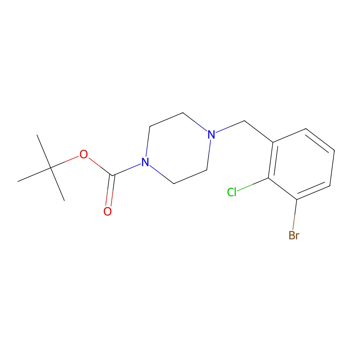 tert-Butyl 4-(3-bromo-2-chlorobenzyl)piperazine-1-carboxylate molecular structure, CAS 2304579-02-8