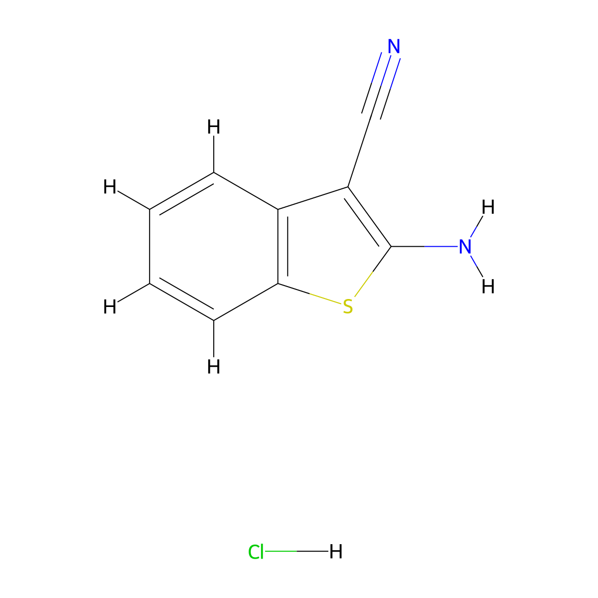 2-Aminobenzo[b]thiophene-3-carbonitrile HCl molecular structure, CAS 2304583-89-7