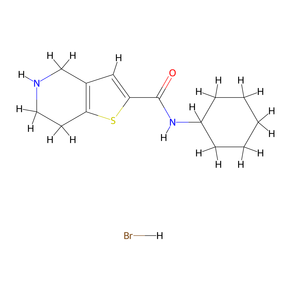 N-Cyclohexyl-4,5,6,7-tetrahydrothieno[3,2-c]pyridine-2-carboxamide hydrobromide molecular structure, CAS 2304583-93-3