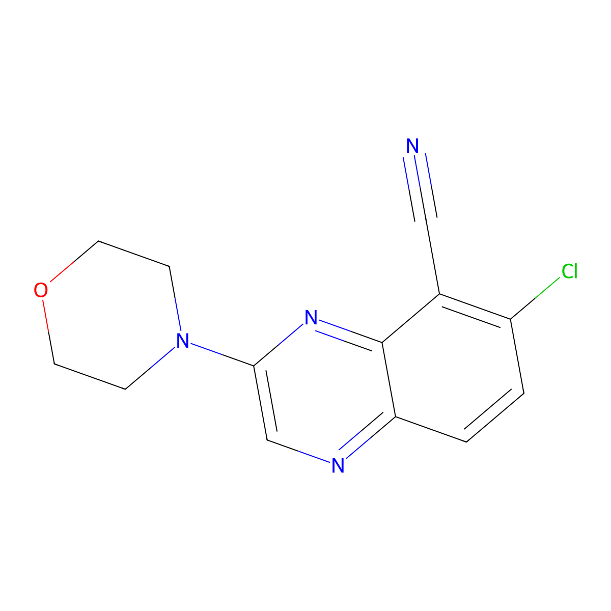 6-Chloro-3-morpholinoquinoxaline-5-carbonitrile molecular structure, CAS 2304584-15-2