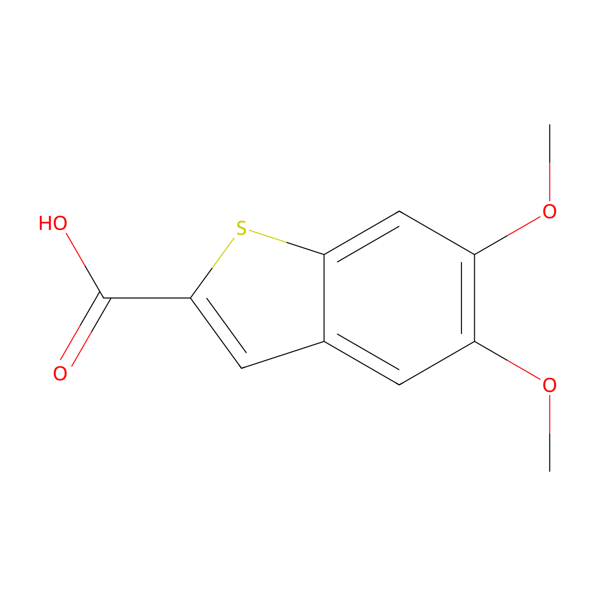 5,6-Dimethoxy-1-benzothiophene-2-carboxylic acid molecular structure, CAS 23046-03-9
