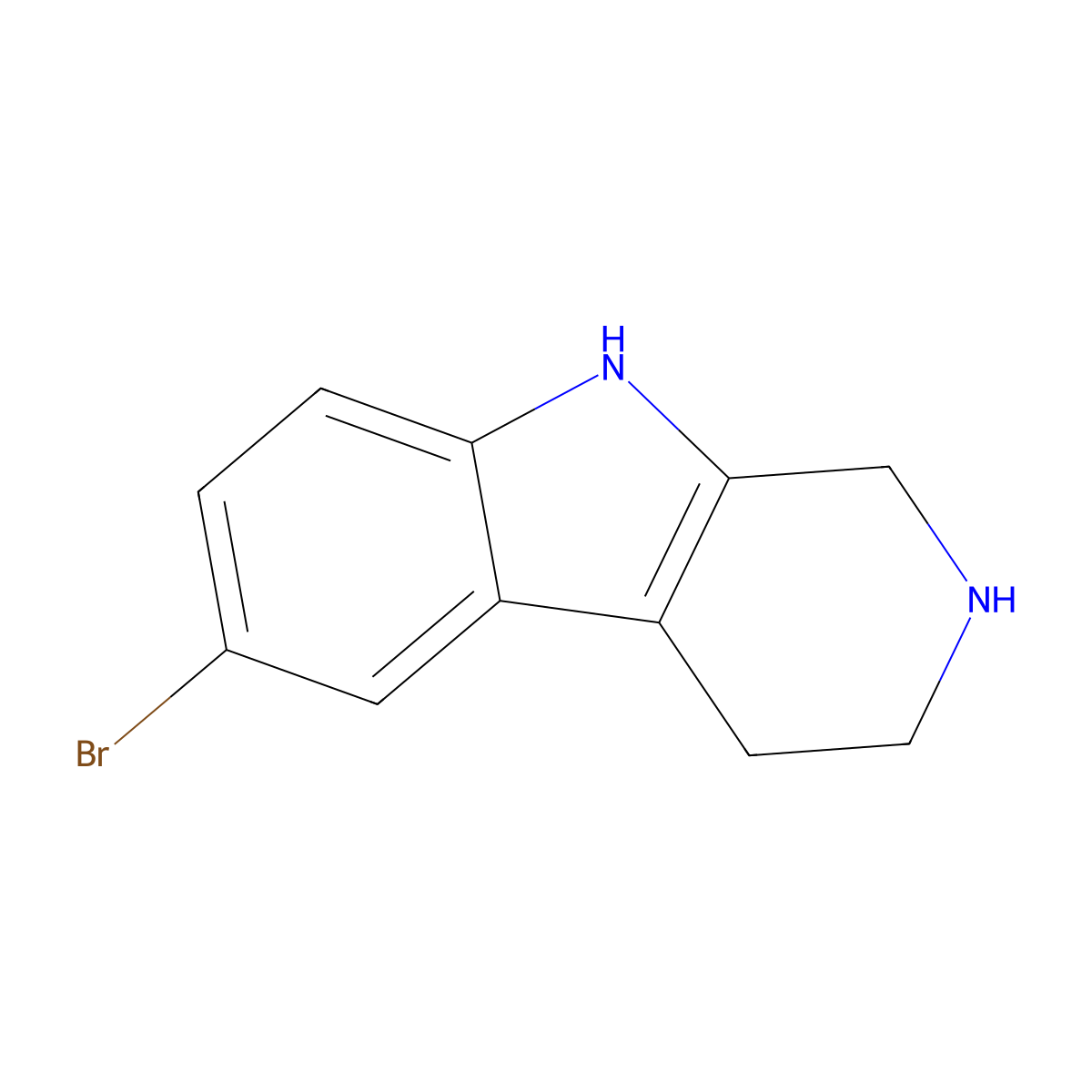 6-bromo-1H,2H,3H,4H,9H-pyrido(3,4-b)indole molecular structure, CAS 23046-69-7