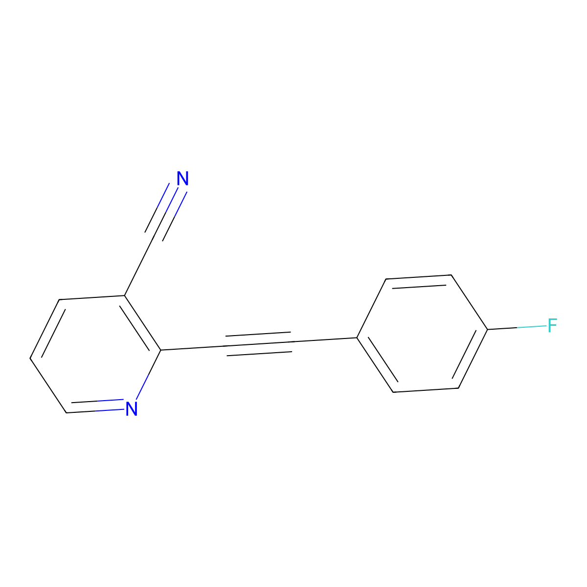 2-[2-(4-Fluorophenyl)ethynyl]pyridine-3-carbonitrile molecular structure, CAS 2304630-89-3