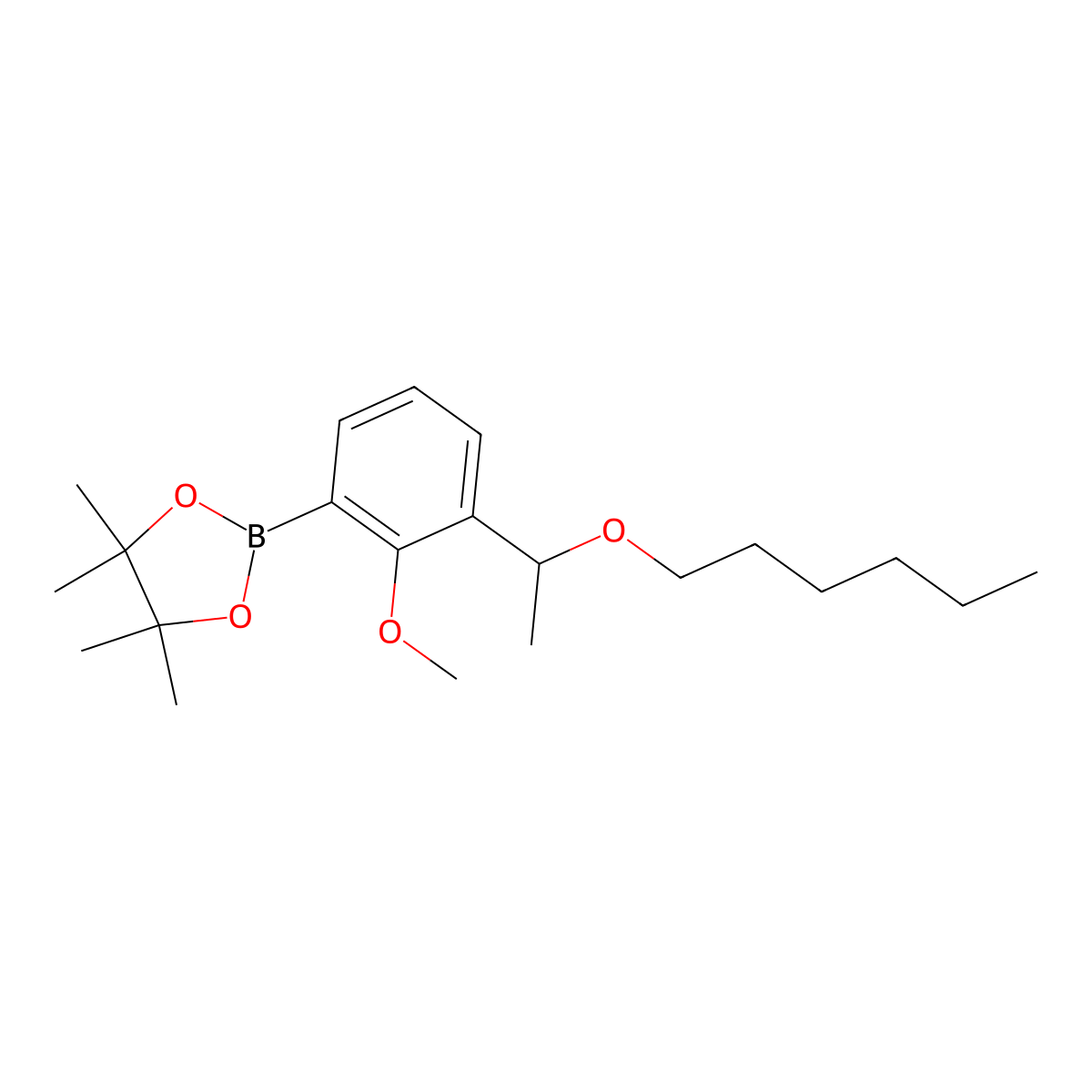 2-(3-(1-(Hexyloxy)ethyl)-2-methoxyphenyl)-4,4,5,5-tetramethyl-1,3,2-dioxaborolane molecular structure, CAS 2304631-26-1