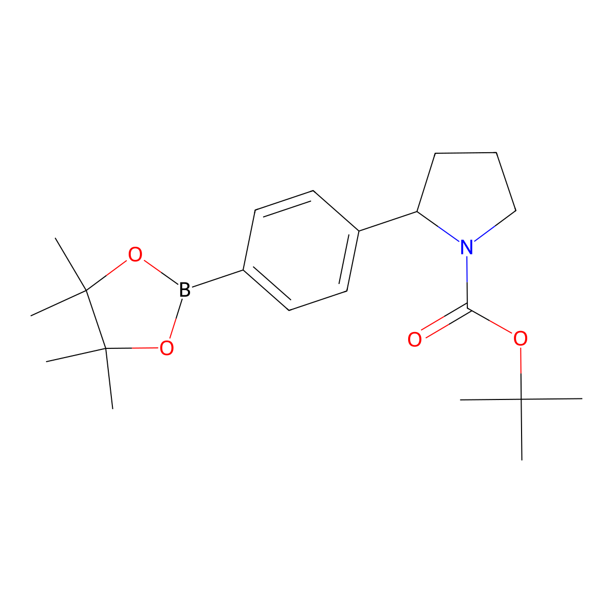 (R)-tert-Butyl 2-(4-(4,4,5,5-tetramethyl-1,3,2-dioxaborolan-2-yl)phenyl)pyrrolidine-1-carboxylate molecular structure, CAS 2304631-33-0