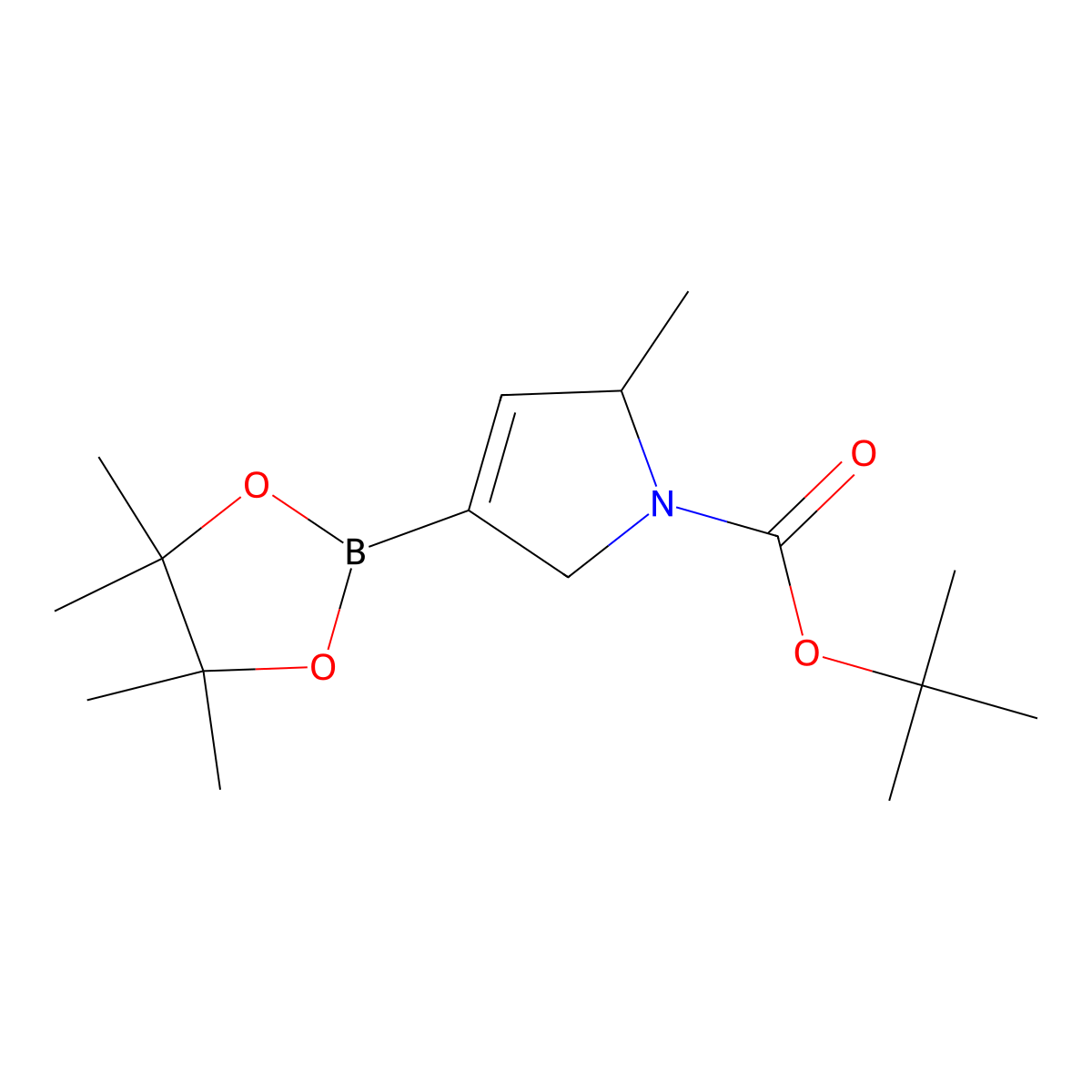 Tert-butyl 2-methyl-4-(4,4,5,5-tetramethyl-1,3,2-dioxaborolan-2-yl)-2,5-dihydropyrrole-1-carboxylate molecular structure, CAS 2304631-35-2