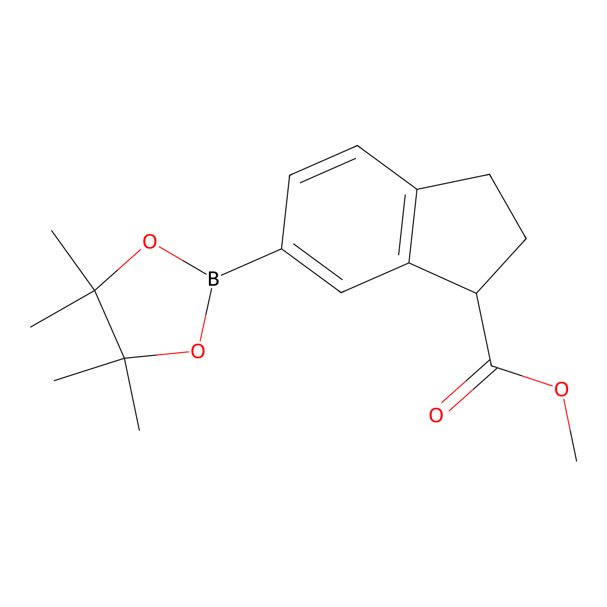 Methyl 6-(4,4,5,5-tetramethyl-1,3,2-dioxaborolan-2-YL)-2,3-dihydro-1H-indene-1-carboxylate molecular structure, CAS 2304631-36-3