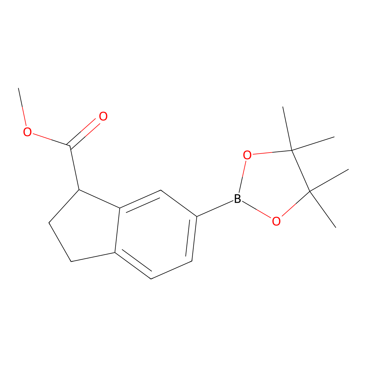 Methyl 6-(4,4,5,5-tetramethyl-1,3,2-dioxaborolan-2-YL)-2,3-dihydro-1H-indene-1-carboxylate molecular structure, CAS 2304631-36-3