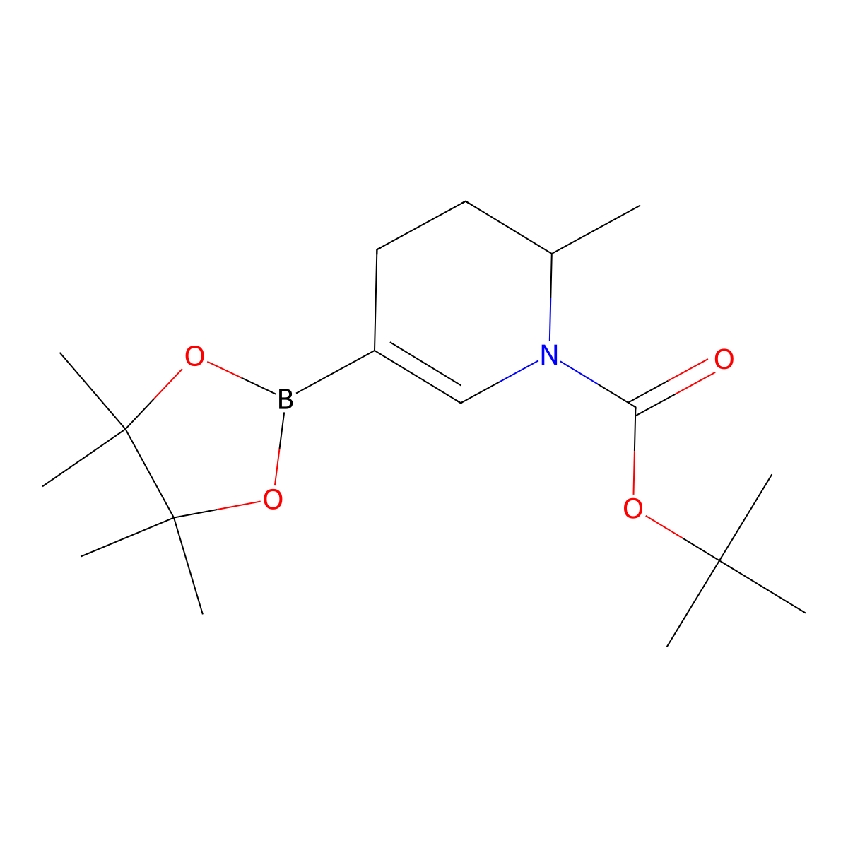 Tert-butyl 2-methyl-5-(4,4,5,5-tetramethyl-1,3,2-dioxaborolan-2-yl)-1,2,3,4-tetrahydropyridine-1-carboxylate molecular structure, CAS 2304631-40-9