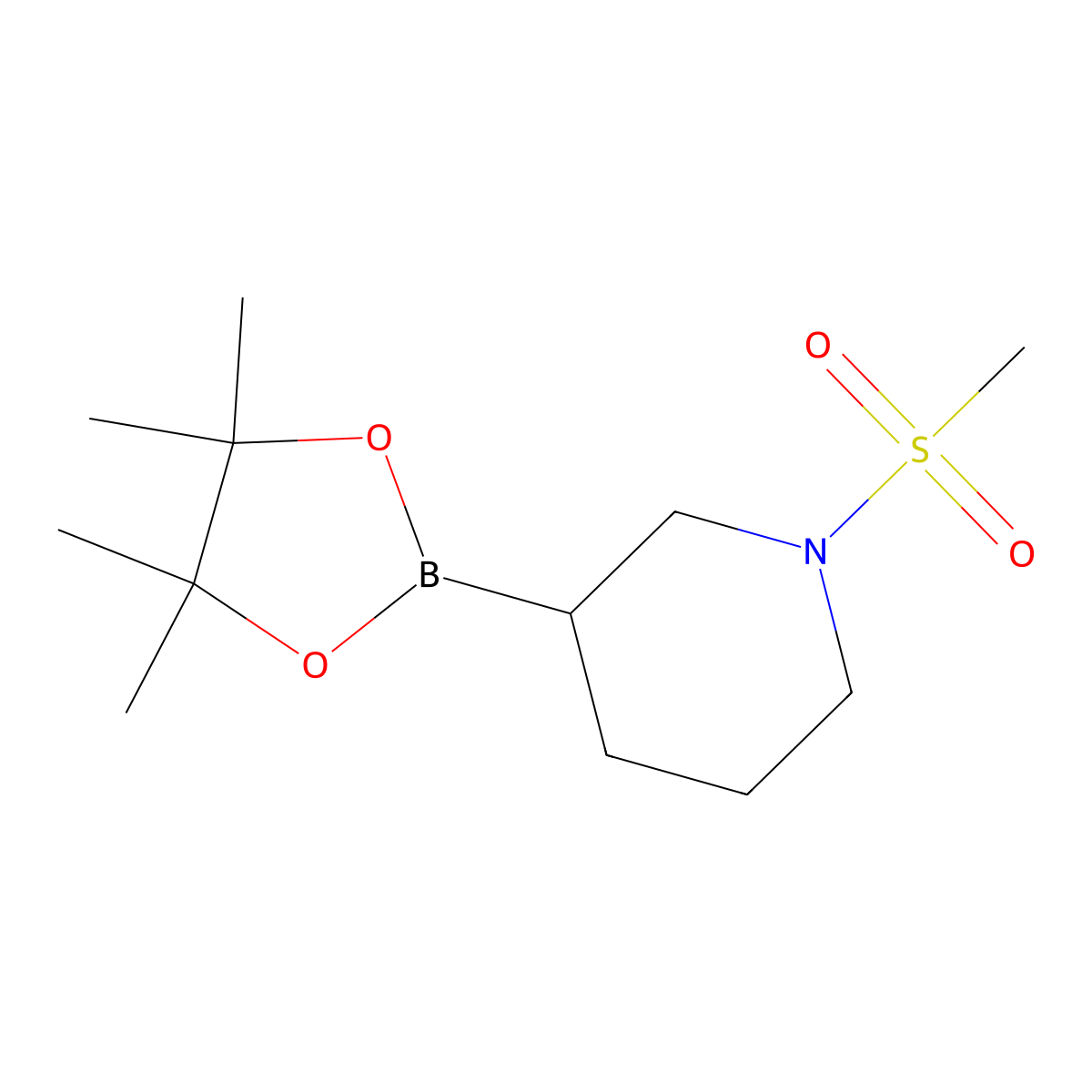 1-(Methylsulfonyl)-3-(4,4,5,5-tetramethyl-1,3,2-dioxaborolan-2-yl)piperidine molecular structure, CAS 2304631-47-6