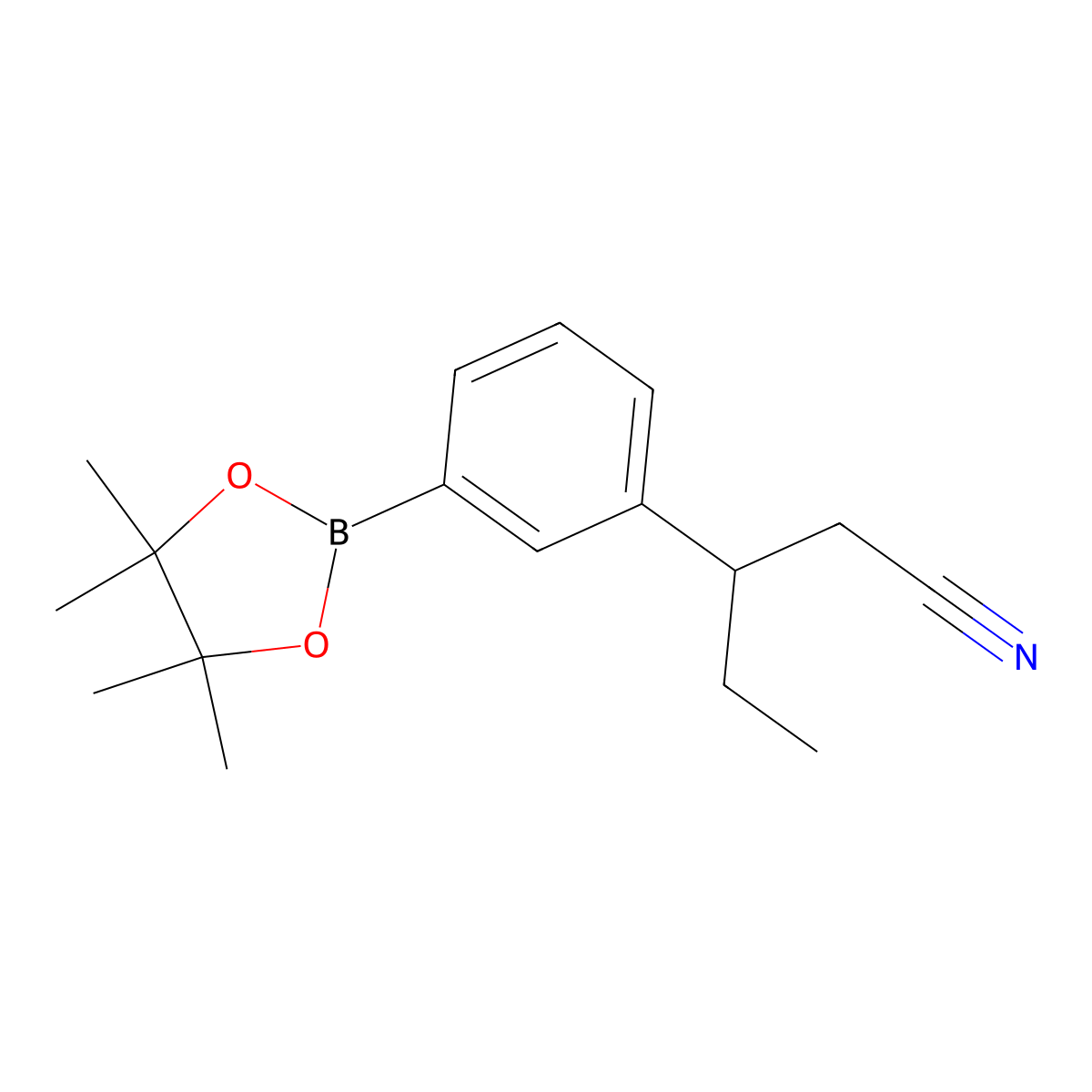 3-(3-(4,4,5,5-Tetramethyl-1,3,2-dioxaborolan-2-yl)phenyl)pentanenitrile molecular structure, CAS 2304631-59-0