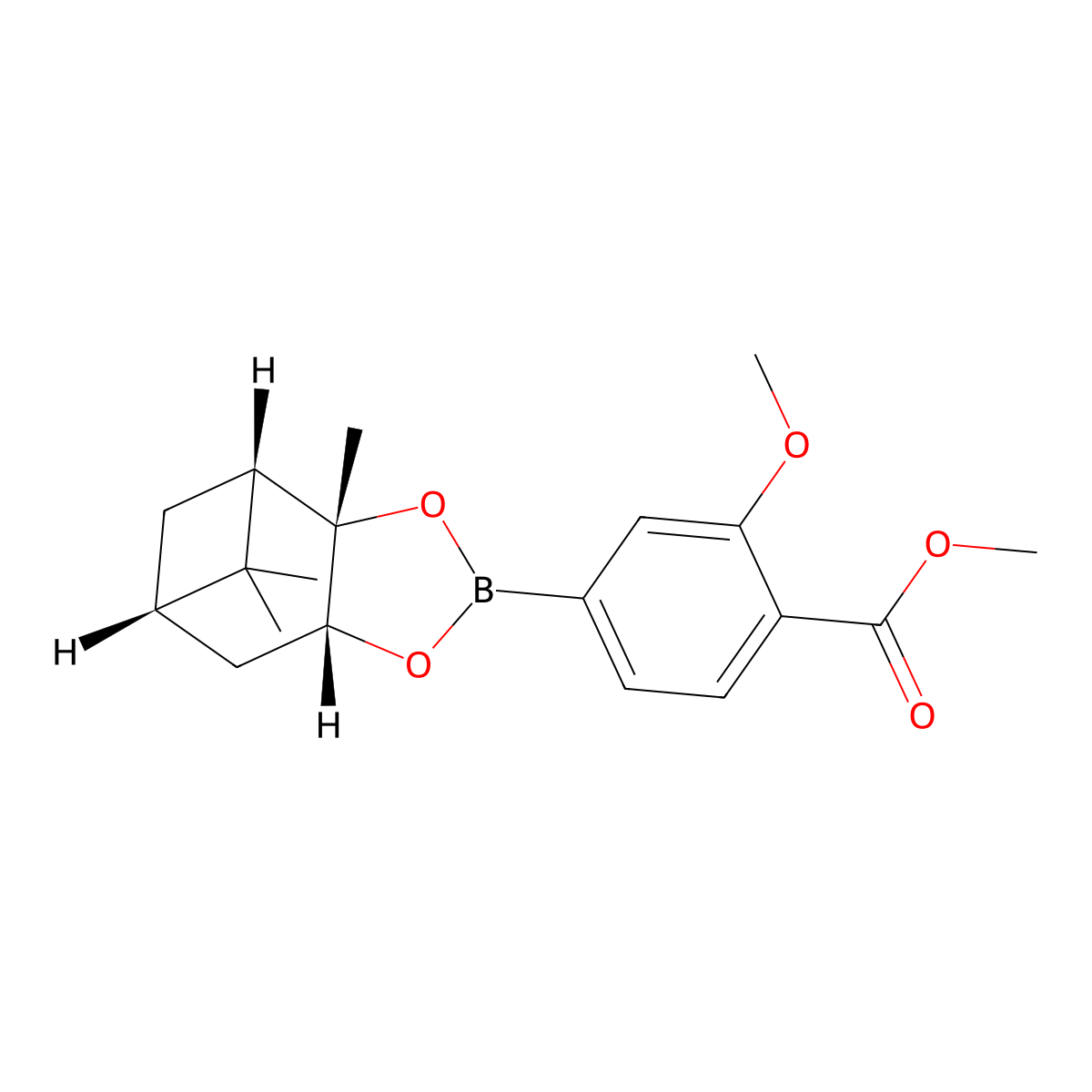Methyl 2-methoxy-4-((3as,4s,6s,7ar)-3a,5,5-trimethylhexahydro-4,6-methanobenzo[d][1,3,2]dioxaborol-2-yl)benzoate molecular structure, CAS 2304631-62-5