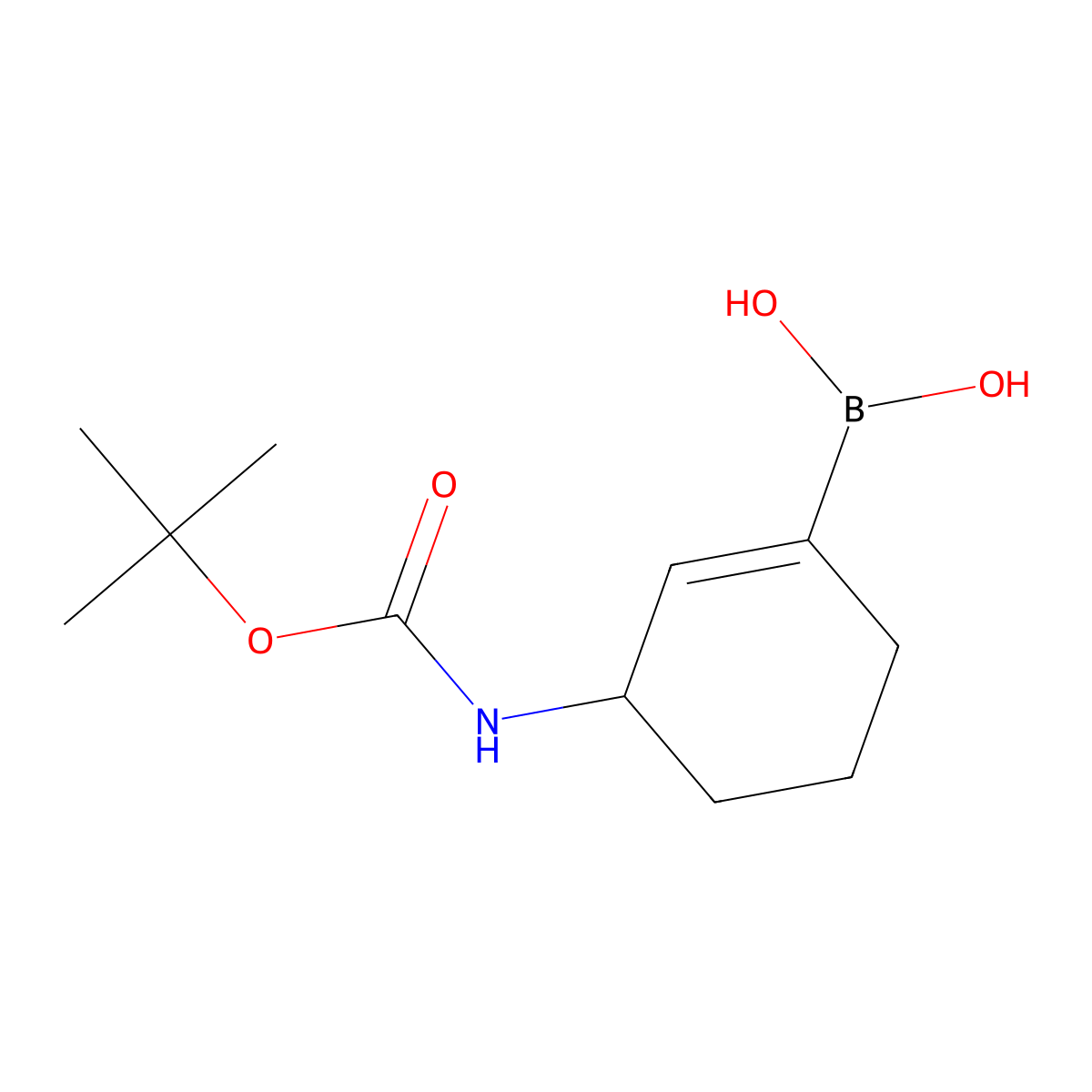 (3-((Tert-butoxycarbonyl)amino)cyclohex-1-en-1-yl)boronic acid molecular structure, CAS 2304631-66-9