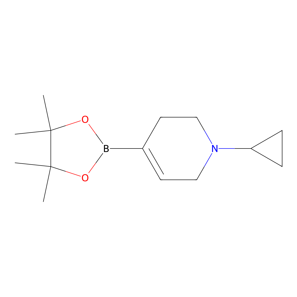 1-Cyclopropyl-4-(4,4,5,5-tetramethyl-1,3,2-dioxaborolan-2-yl)-1,2,3,6-tetrahydropyridine molecular structure, CAS 2304631-68-1
