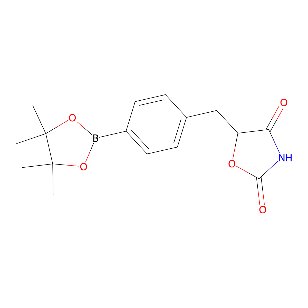 5-(4-(4,4,5,5-Tetramethyl-1,3,2-dioxaborolan-2-yl)benzyl)oxazolidine-2,4-dione molecular structure, CAS 2304631-73-8