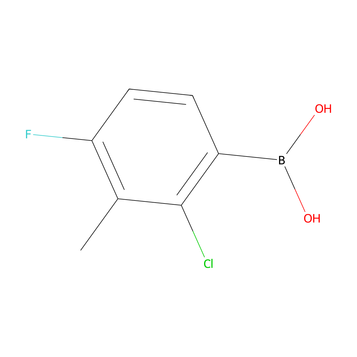 (2-Chloro-4-fluoro-3-methylphenyl)boronic acid molecular structure, CAS 2304633-76-7