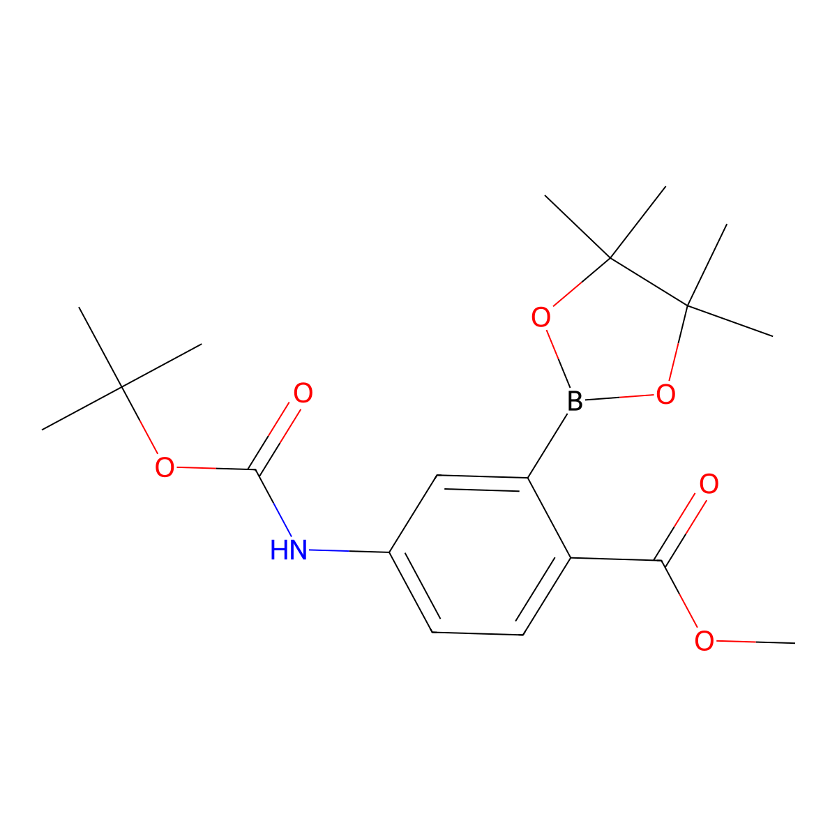 Methyl 4-((tert-butoxycarbonyl)amino)-2-(4,4,5,5-tetramethyl-1,3,2-dioxaborolan-2-YL)benzoate molecular structure, CAS 2304633-88-1