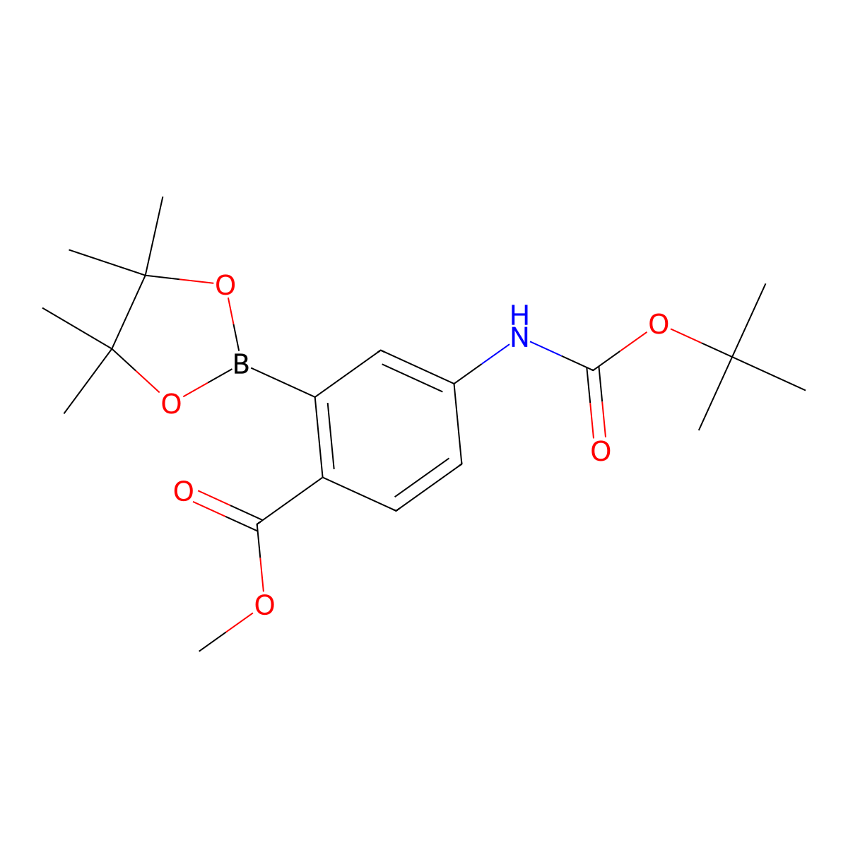 Methyl 4-((tert-butoxycarbonyl)amino)-2-(4,4,5,5-tetramethyl-1,3,2-dioxaborolan-2-YL)benzoate molecular structure, CAS 2304633-88-1