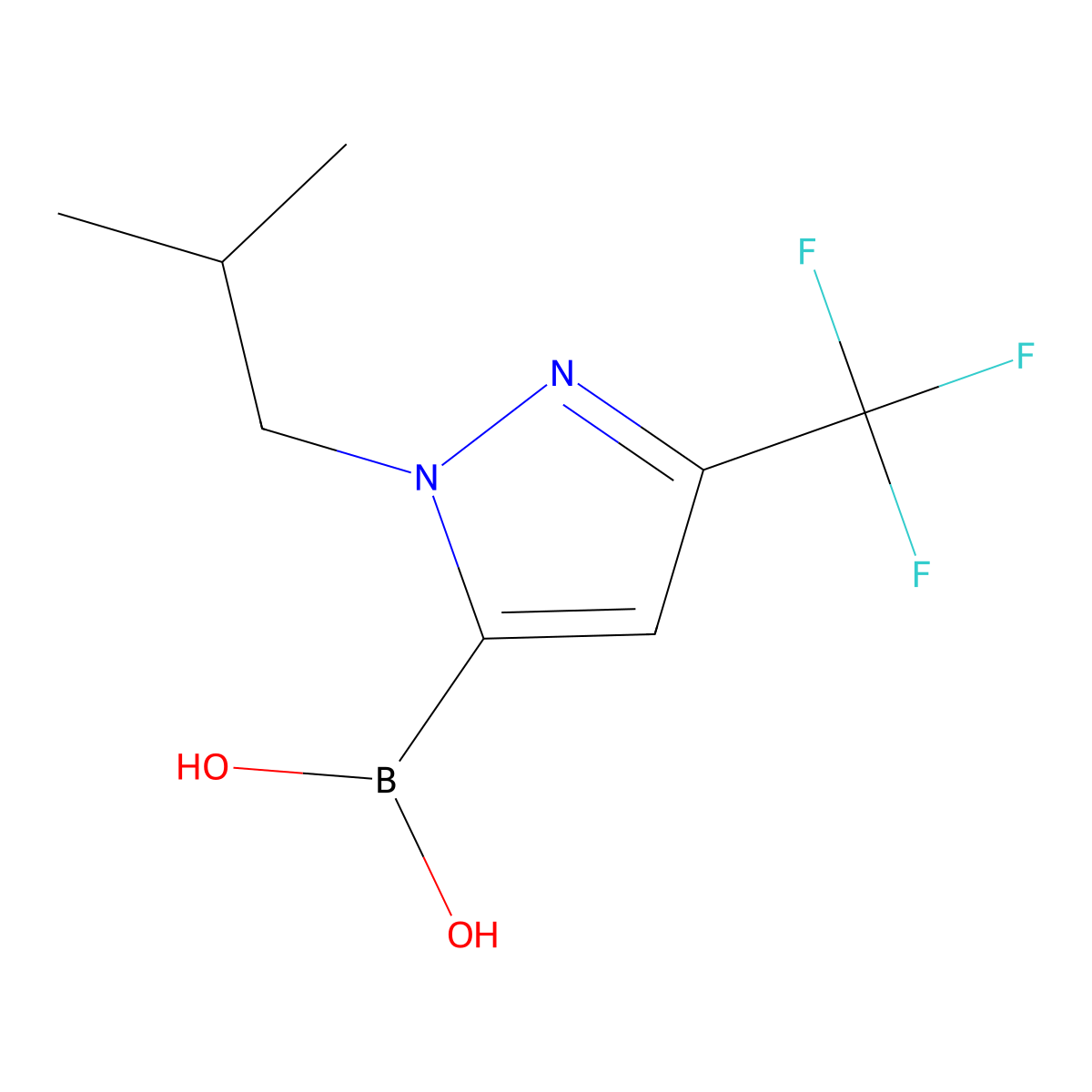 (1-Isobutyl-3-(trifluoromethyl)-1H-pyrazol-5-yl)boronic acid molecular structure, CAS 2304633-89-2