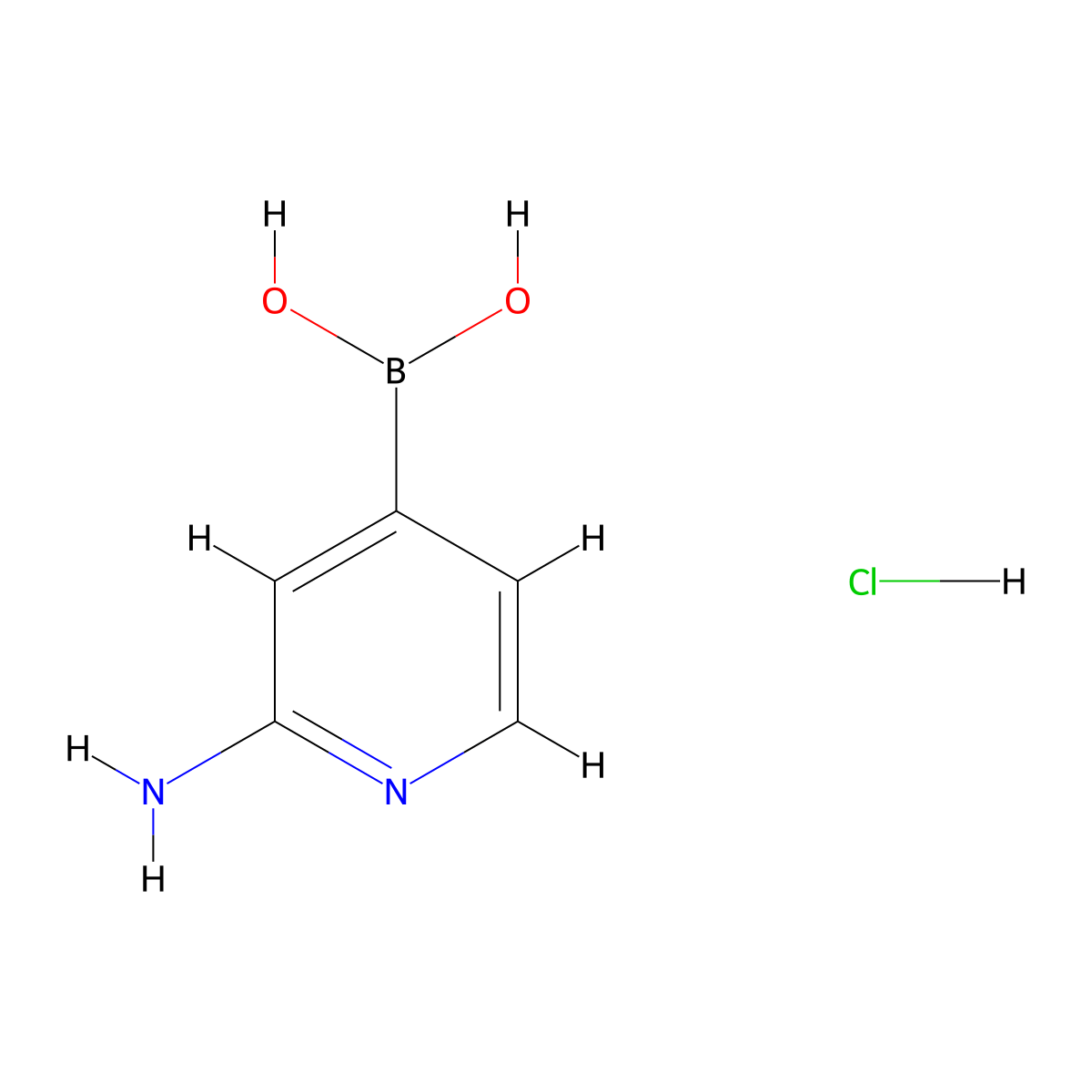 (2-Aminopyridin-4-yl)boronic acid hydrochloride molecular structure, CAS 2304633-95-0