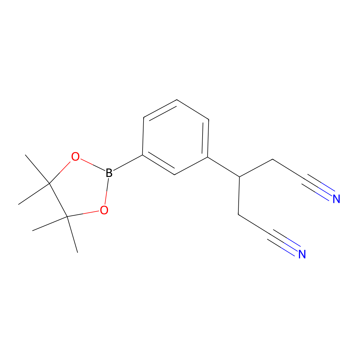 (3-(1,3-Dicyanopropan-2-YL)phenyl)boronic acid pinacol ester molecular structure, CAS 2304634-06-6