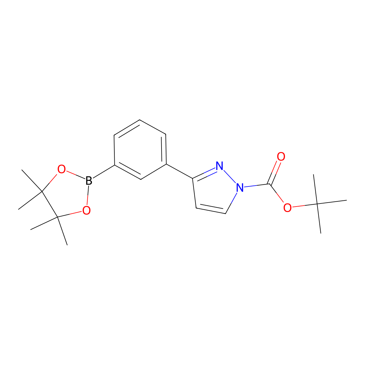 tert-Butyl 3-(3-(4,4,5,5-tetramethyl-1,3,2-dioxaborolan-2-yl)phenyl)-1H-pyrazole-1-carboxylate molecular structure, CAS 2304634-10-2