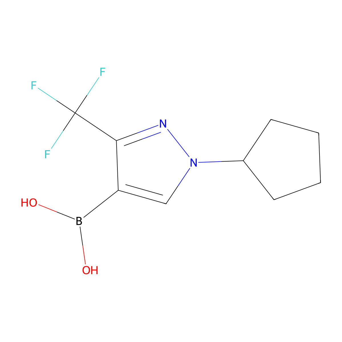 1-Cyclopentyl-3-(trifluoromethyl)pyrazole-4-boronic acid molecular structure, CAS 2304634-13-5