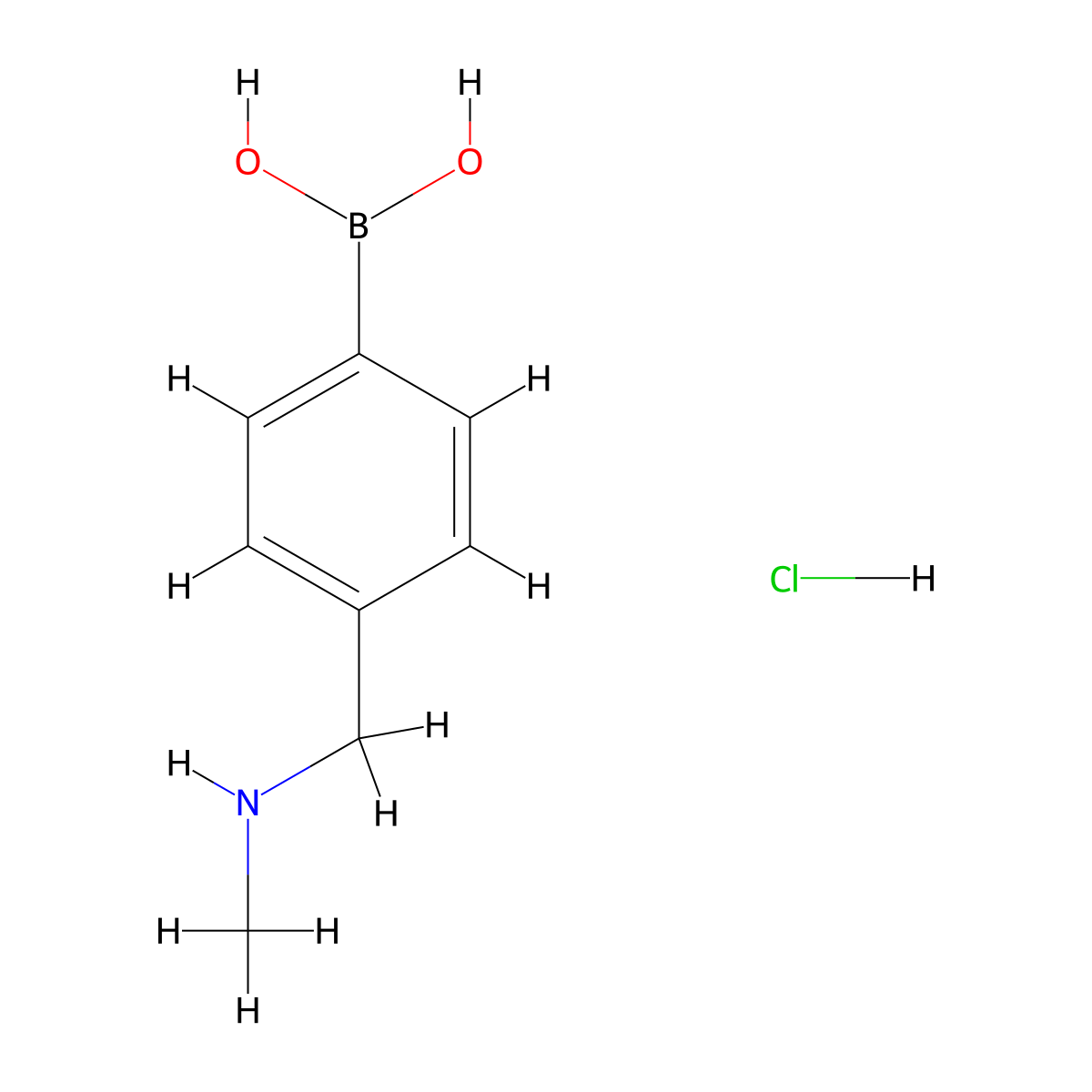(4-((Methylamino)methyl)phenyl)boronic acid hydrochloride molecular structure, CAS 2304634-16-8