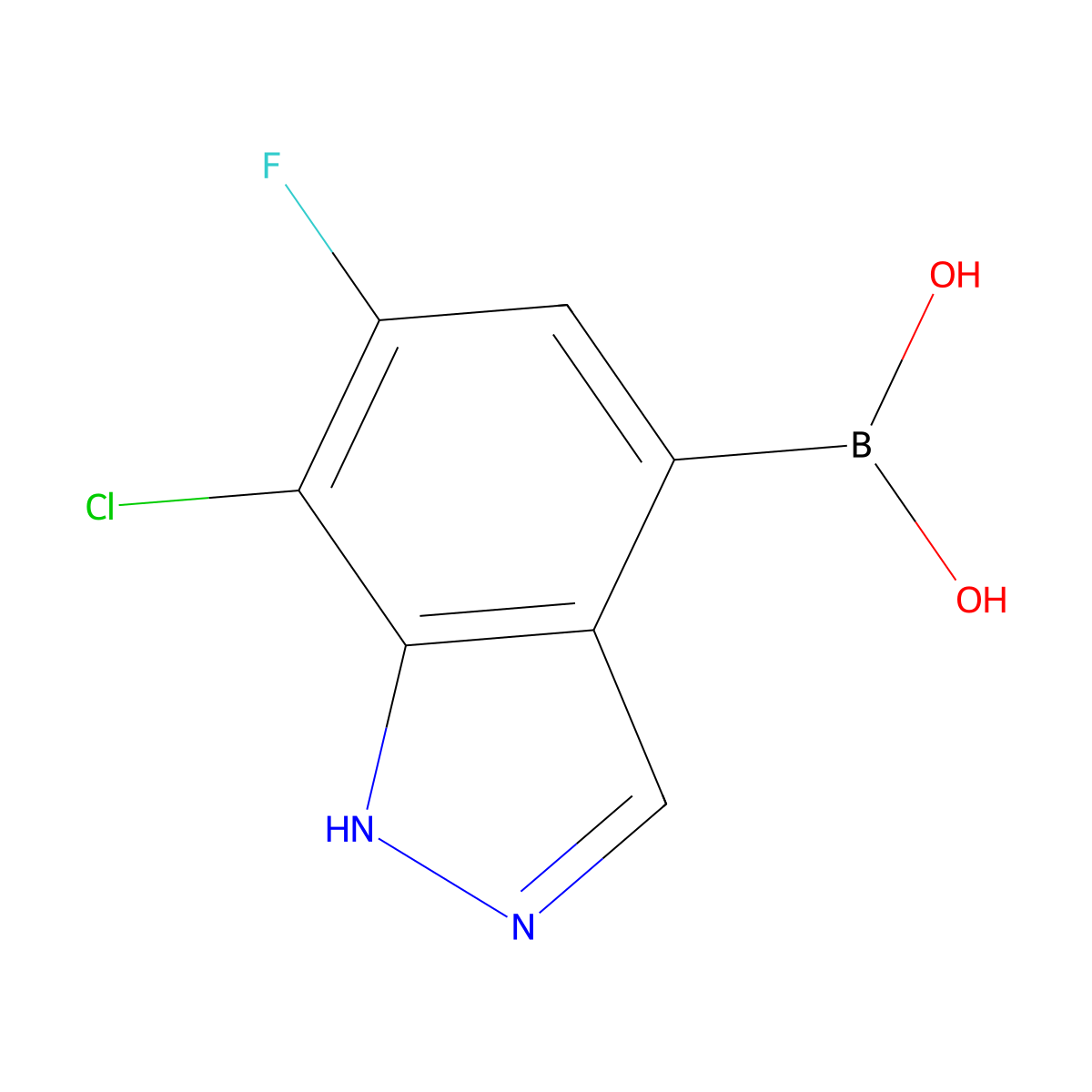 (7-chloro-6-fluoro-1H-indazol-4-yl)boronic acid molecular structure, CAS 2304634-17-9