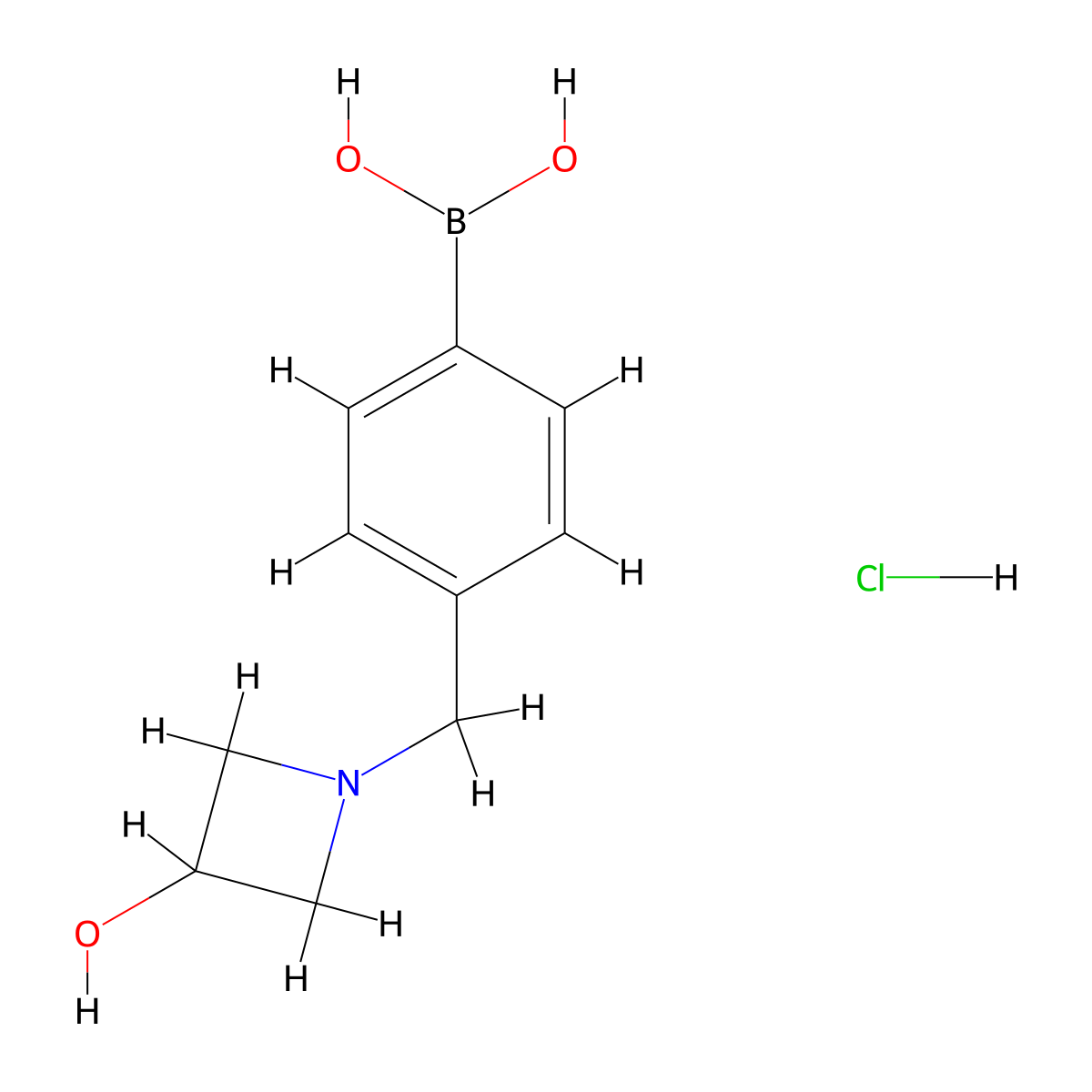 4-[(3-Hydroxy-1-azetidinyl)methyl]phenylboronic Acid Hydrochloride molecular structure, CAS 2304634-19-1