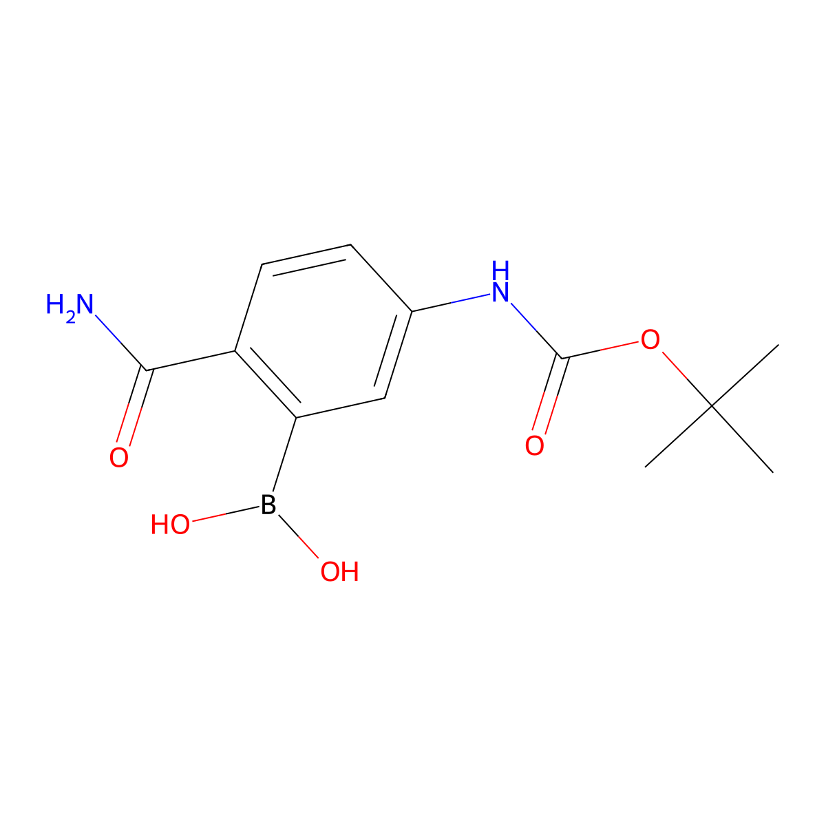 (5-((Tert-butoxycarbonyl)amino)-2-carbamoylphenyl)boronic acid molecular structure, CAS 2304634-21-5