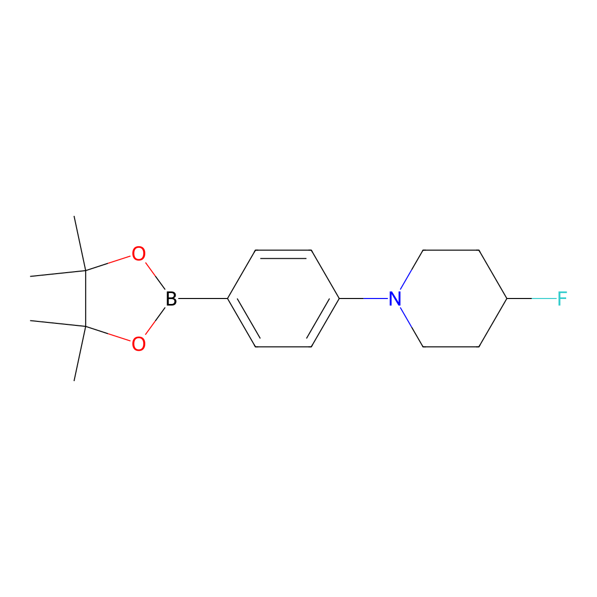 4-Fluoro-1-(4-(4,4,5,5-tetramethyl-1,3,2-dioxaborolan-2-YL)phenyl)piperidine molecular structure, CAS 2304634-25-9