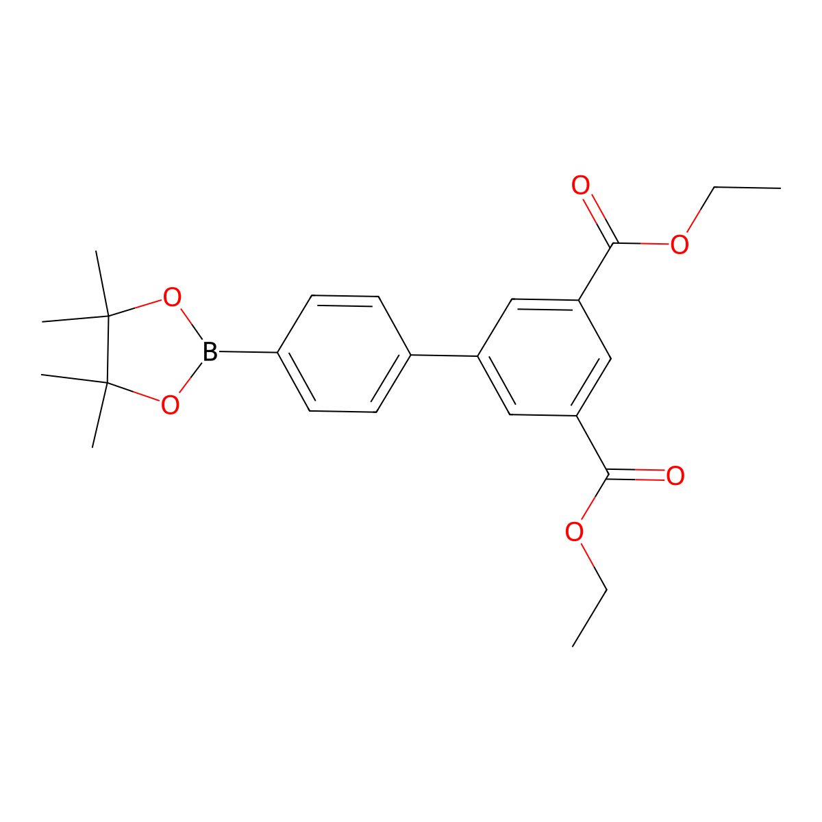Diethyl 4'-(4,4,5,5-tetramethyl-1,3,2-dioxaborolan-2-yl)-[1,1'-biphenyl]-3,5-dicarboxylate molecular structure, CAS 2304634-29-3