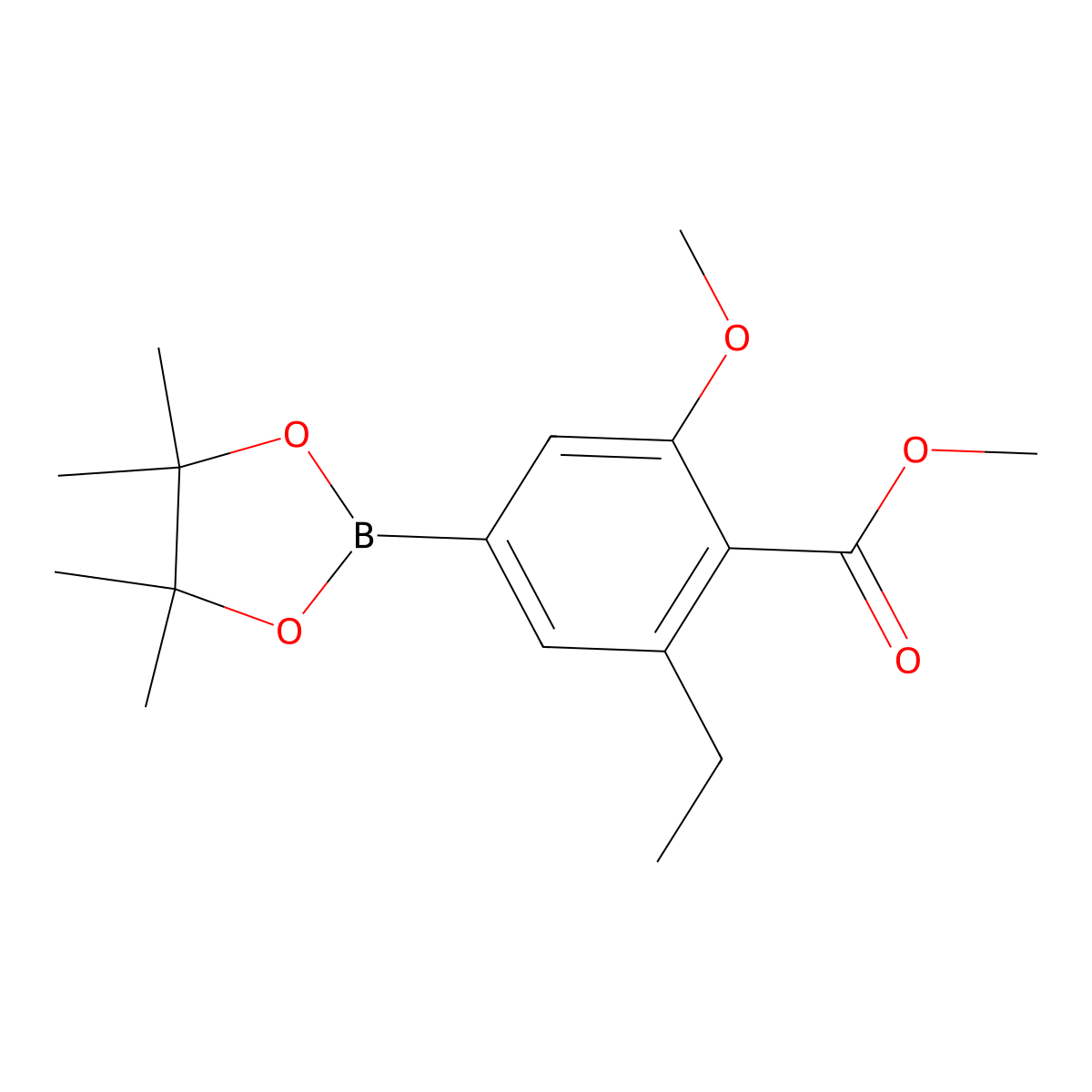 (3-Ethyl-5-methoxy-4-(methoxycarbonyl)phenyl)boronic acid pinacol ester molecular structure, CAS 2304634-30-6