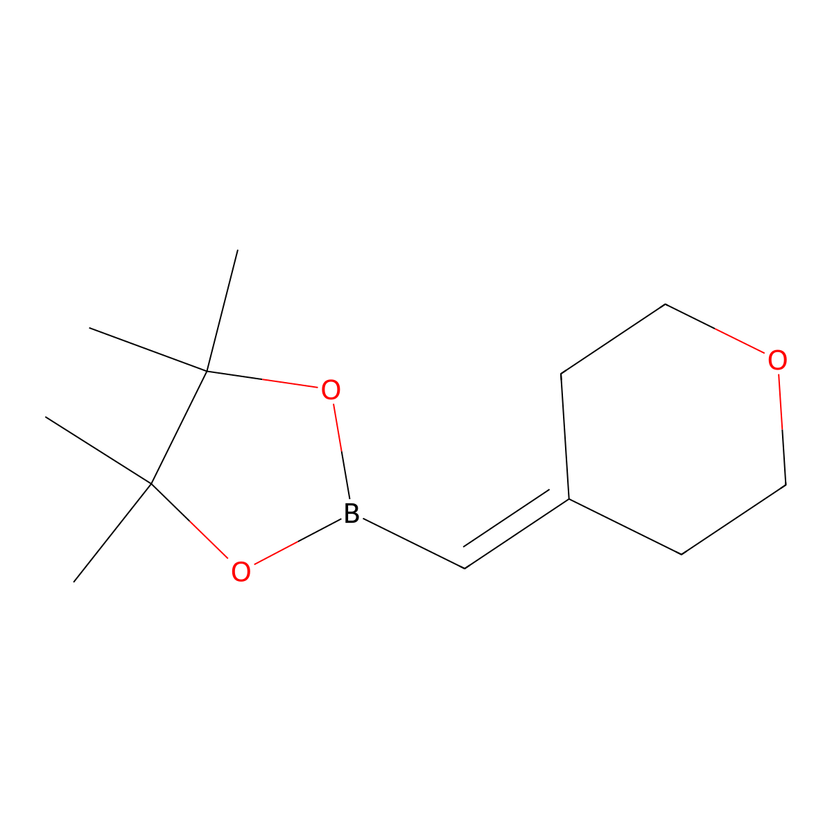4,4,5,5-Tetramethyl-2-[(oxan-4-ylidene)methyl]-1,3,2-dioxaborolane molecular structure, CAS 2304634-36-2